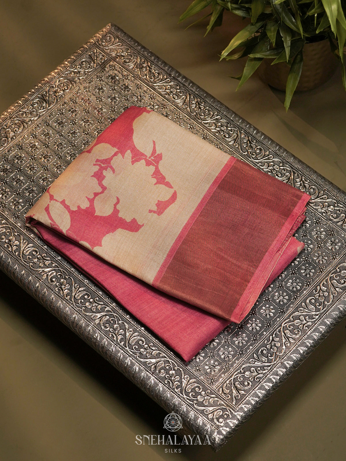 Pink Tussar Saree