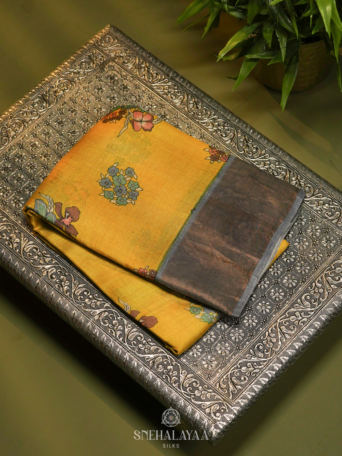 Yellow Tussar Saree