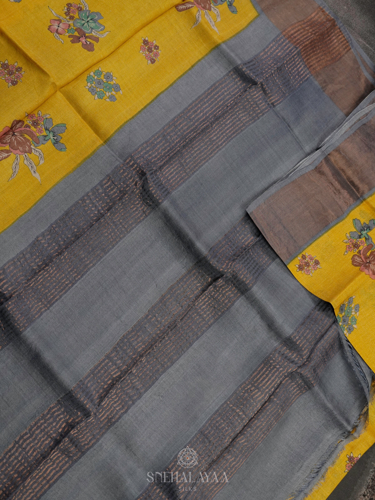 Yellow Tussar Saree