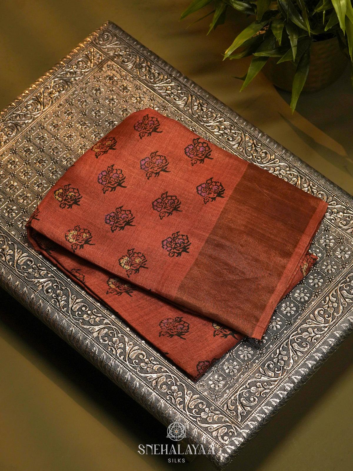 Peach Tussar Saree