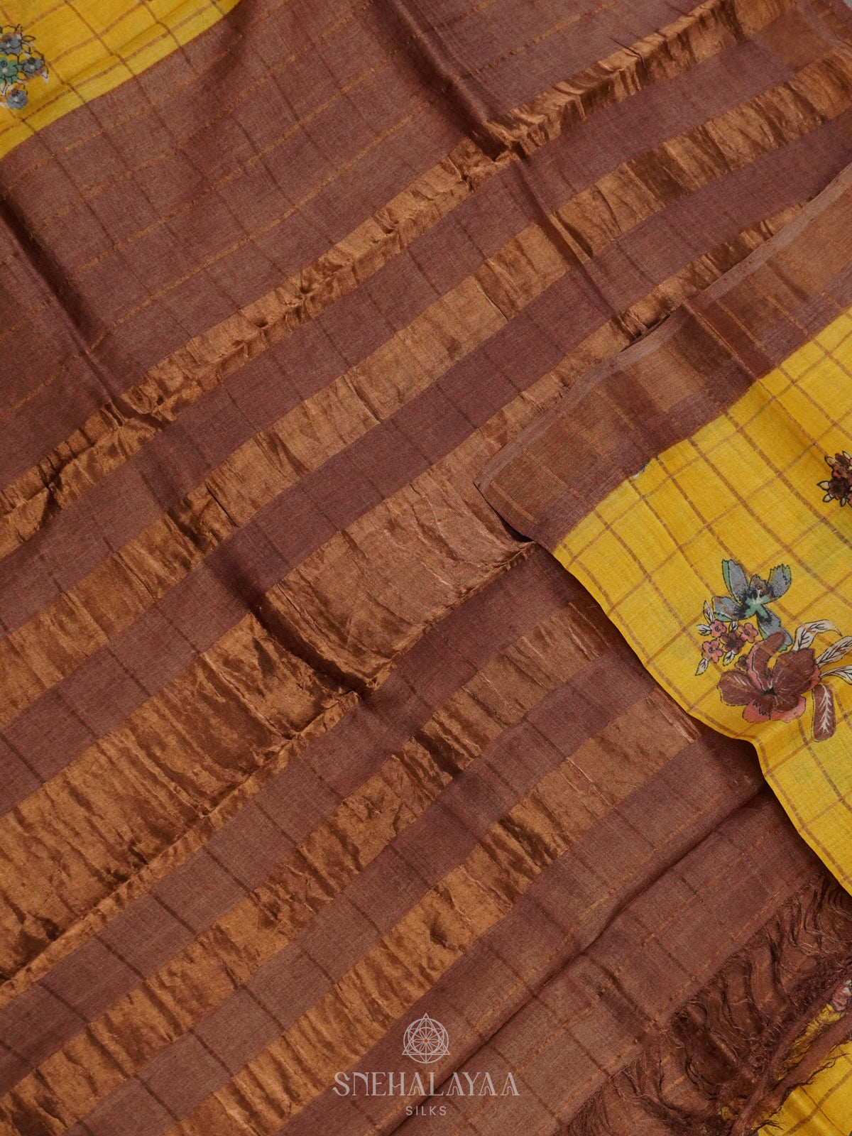 Yellow Tussar Saree