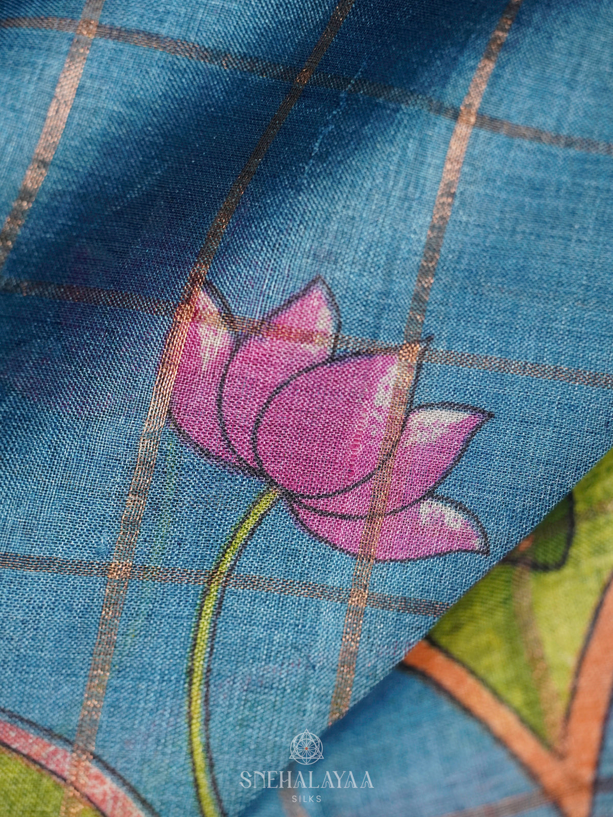 Peacock Blue Tussar Saree