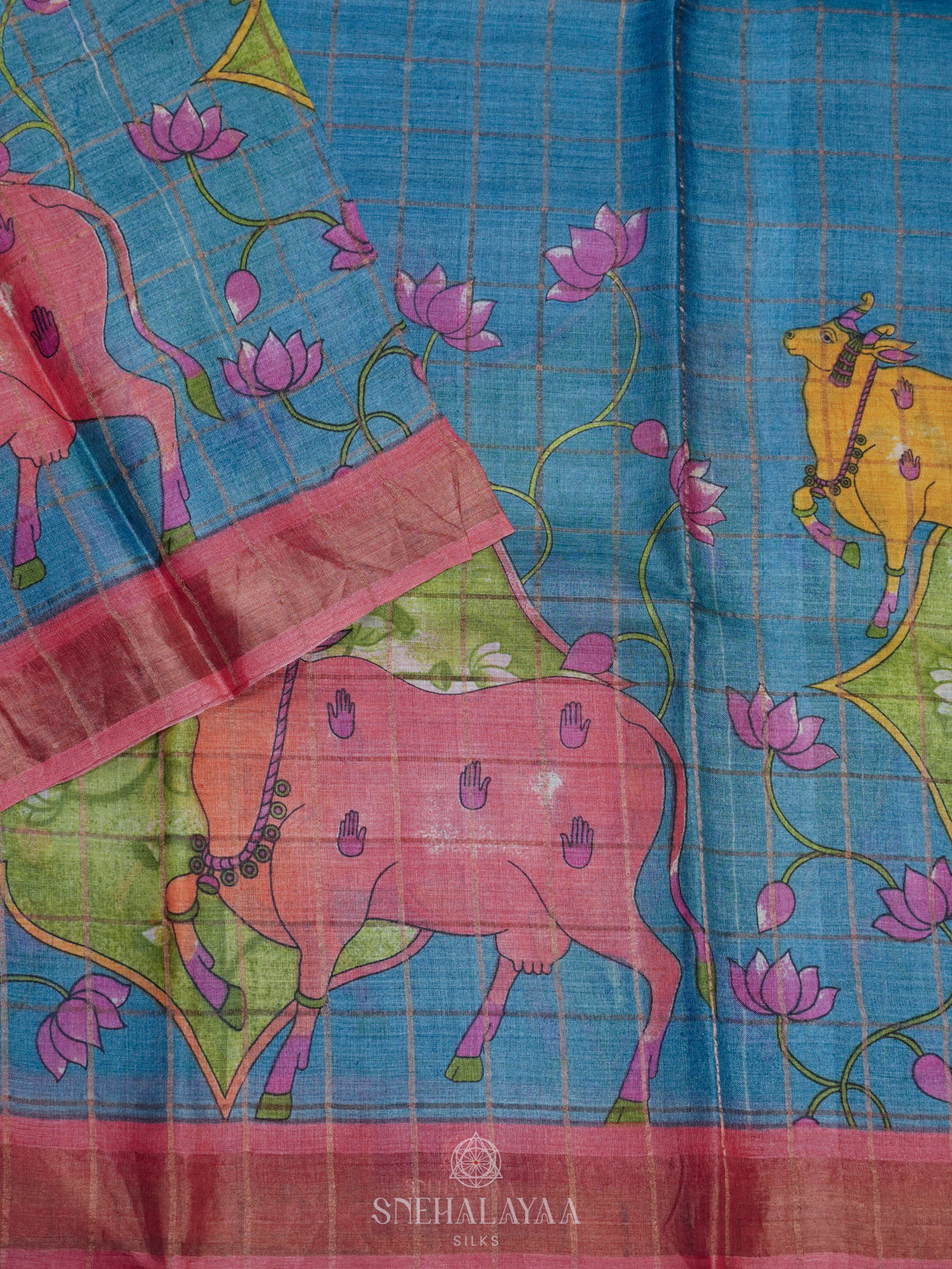 Peacock Blue Tussar Saree