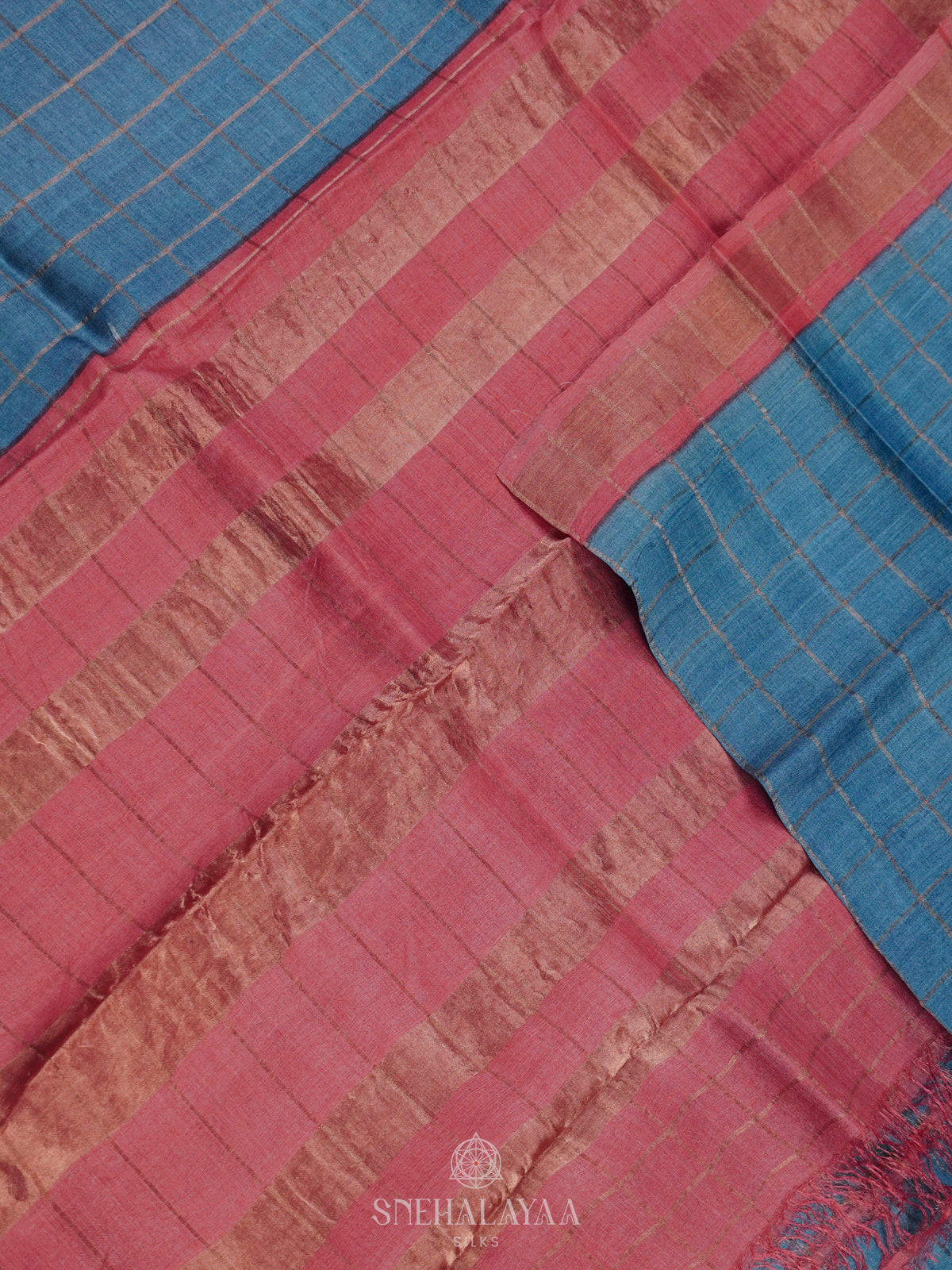 Peacock Blue Tussar Saree