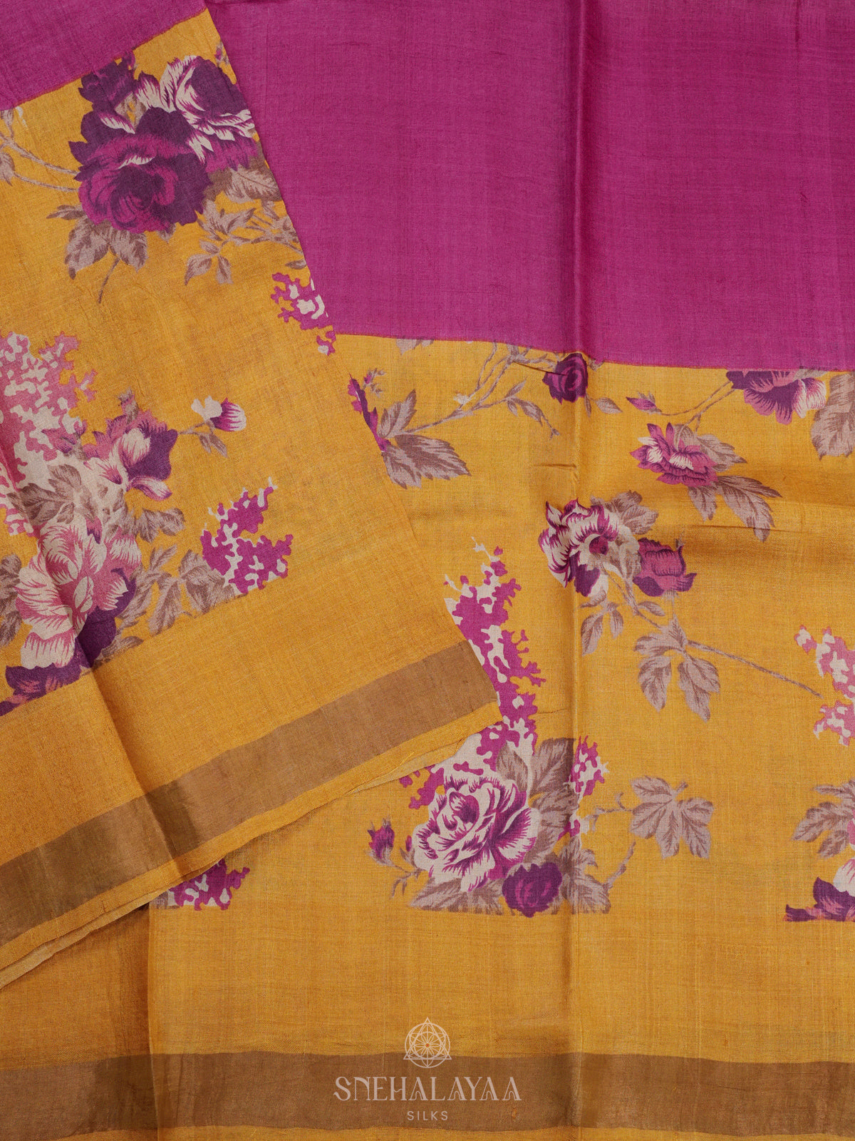 Yellow Tussar Saree