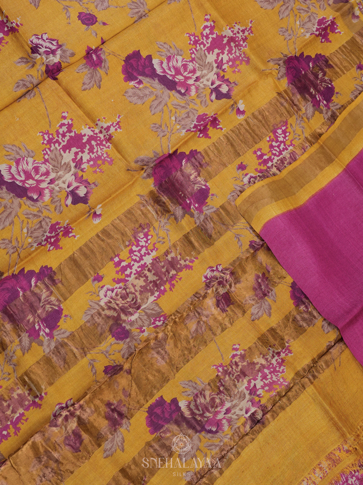 Yellow Tussar Saree