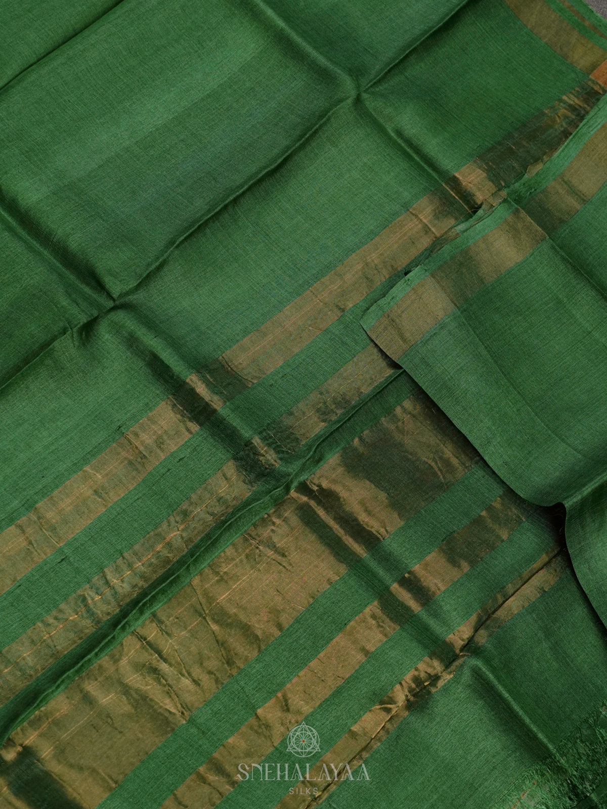 Green Tussar Saree