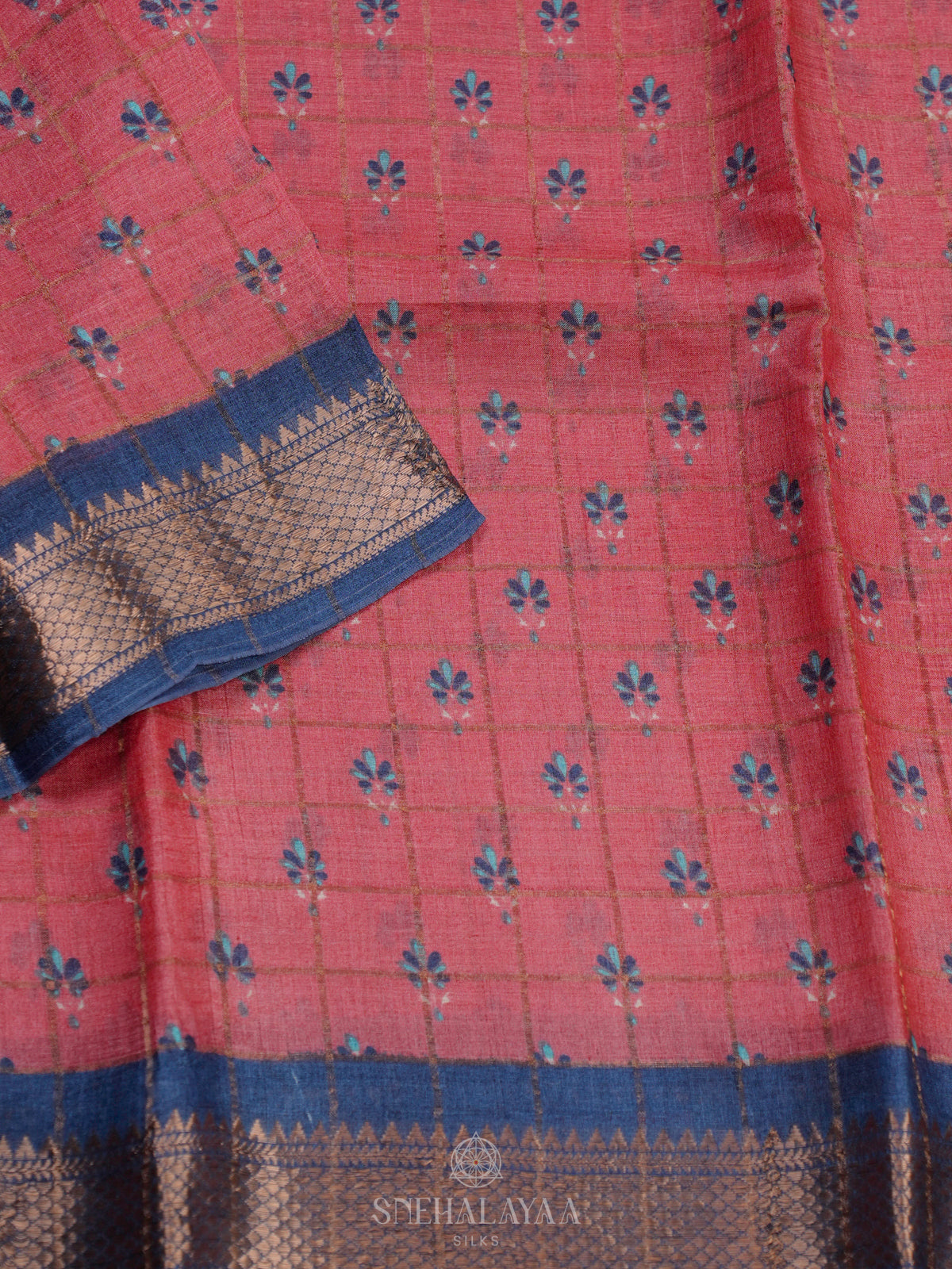 Peach Tussar Saree