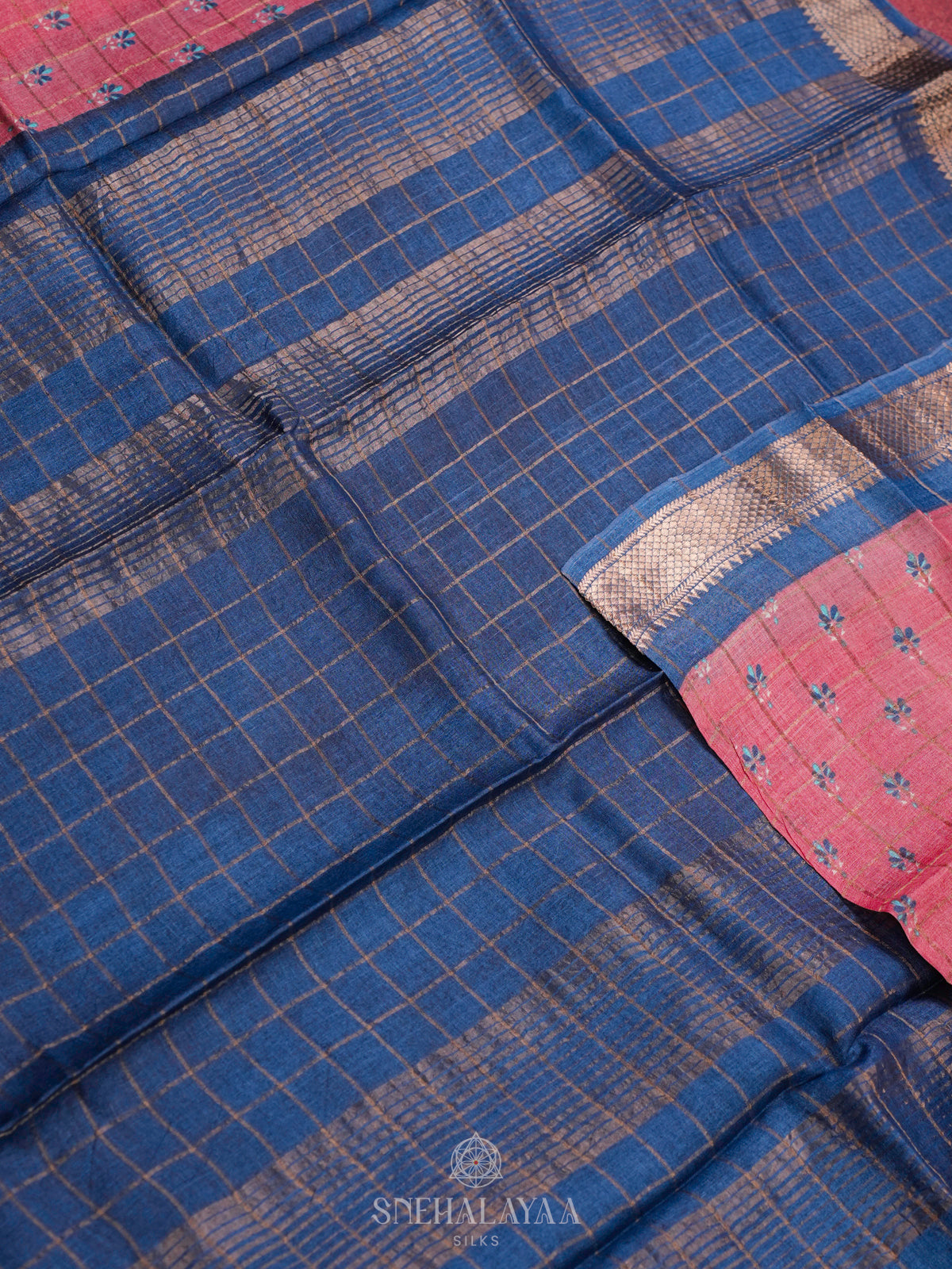 Peach Tussar Saree