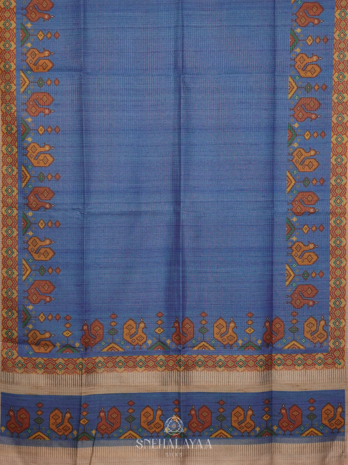 Blue Tussar Saree