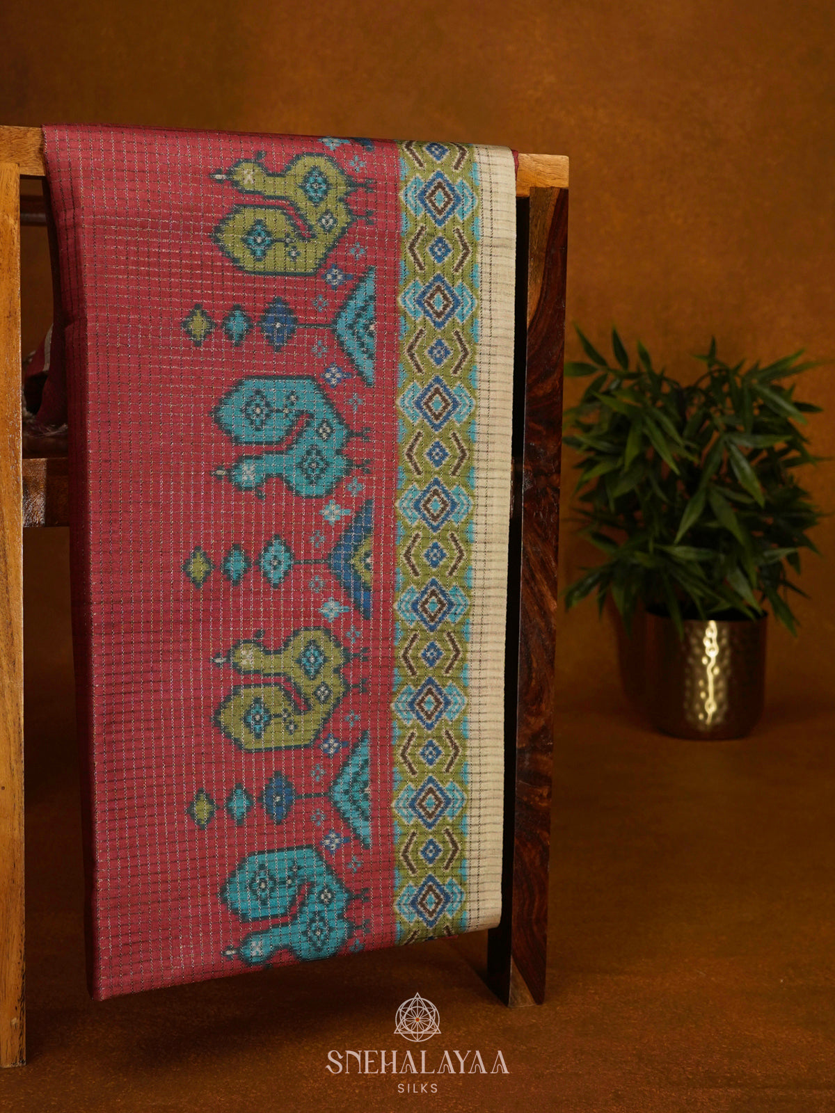 Maroon Tussar Saree
