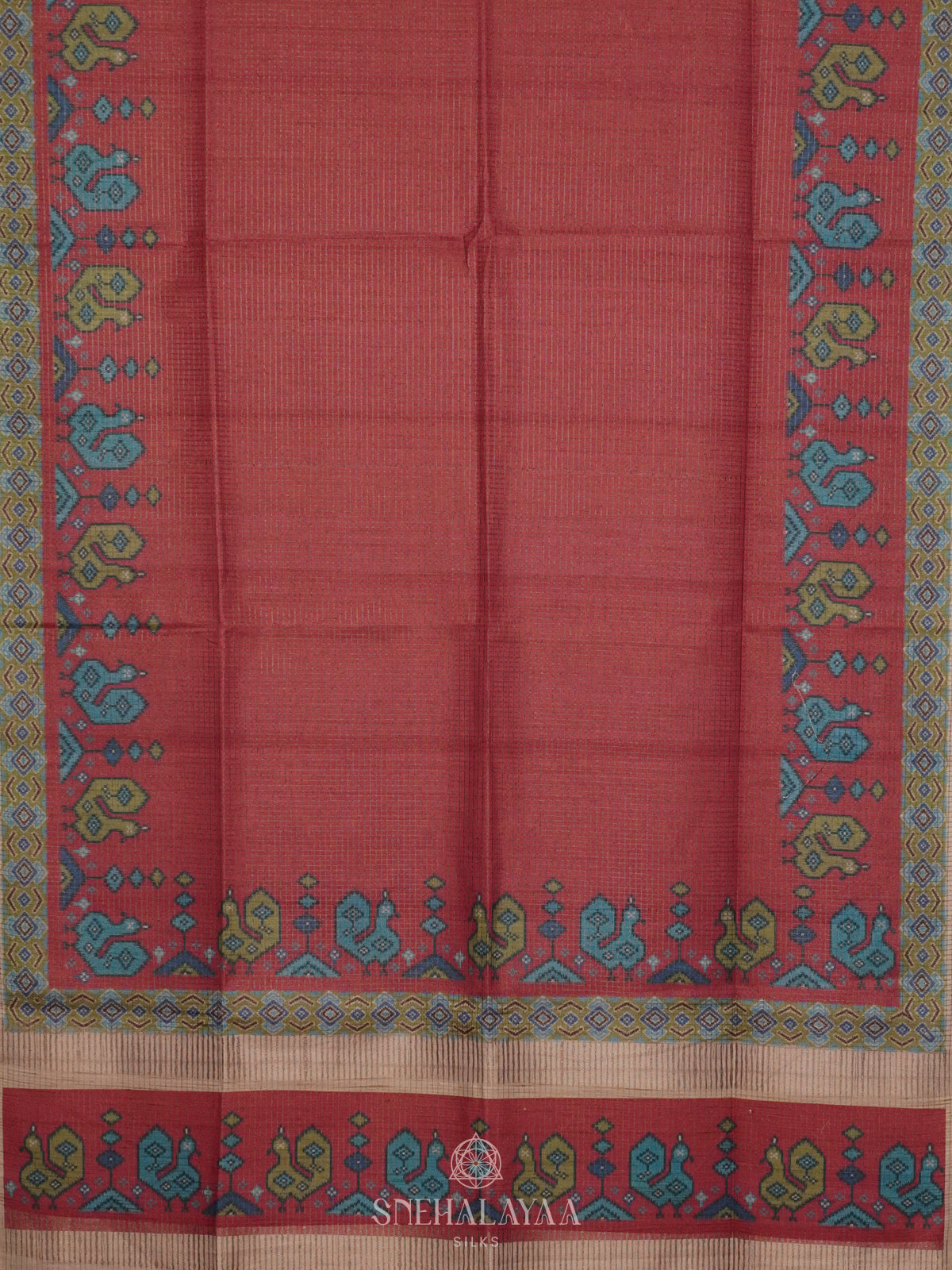 Maroon Tussar Saree