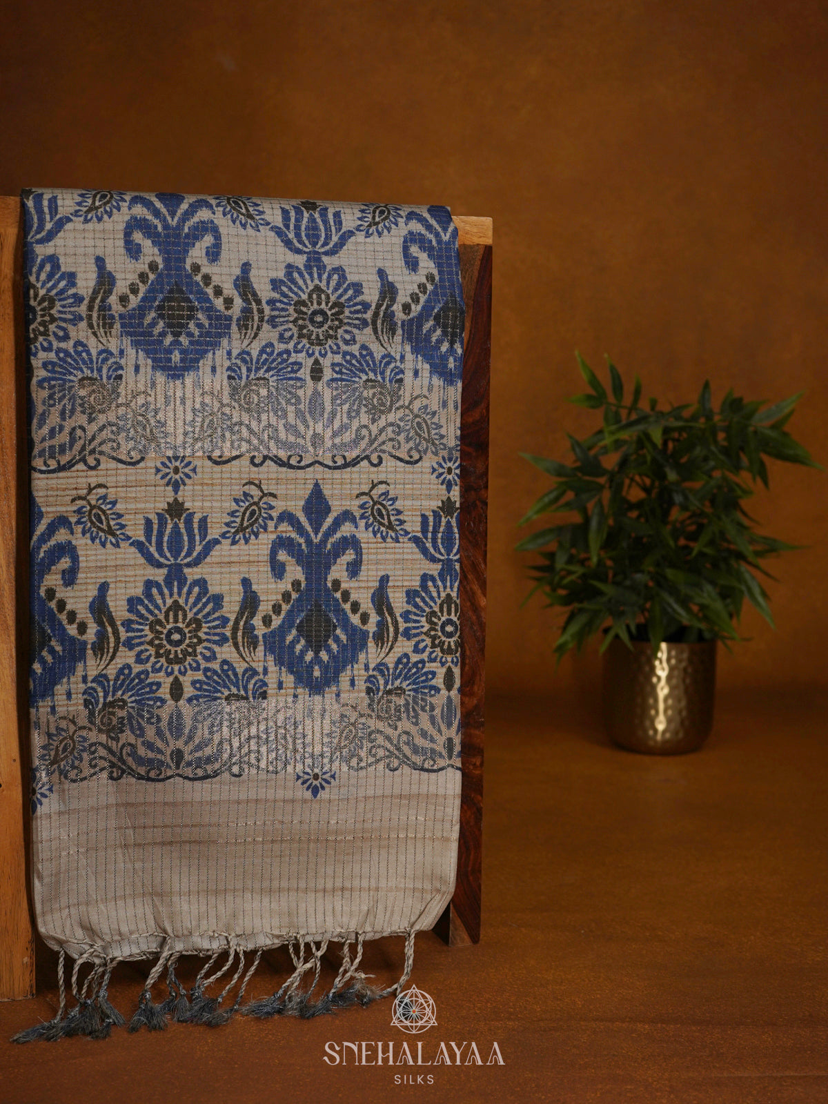 Blue Tussar Saree