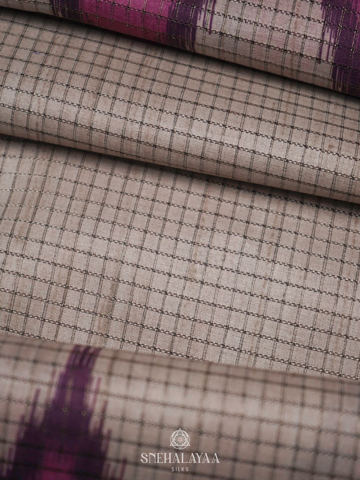 Beige with Pink Border Tussar Saree