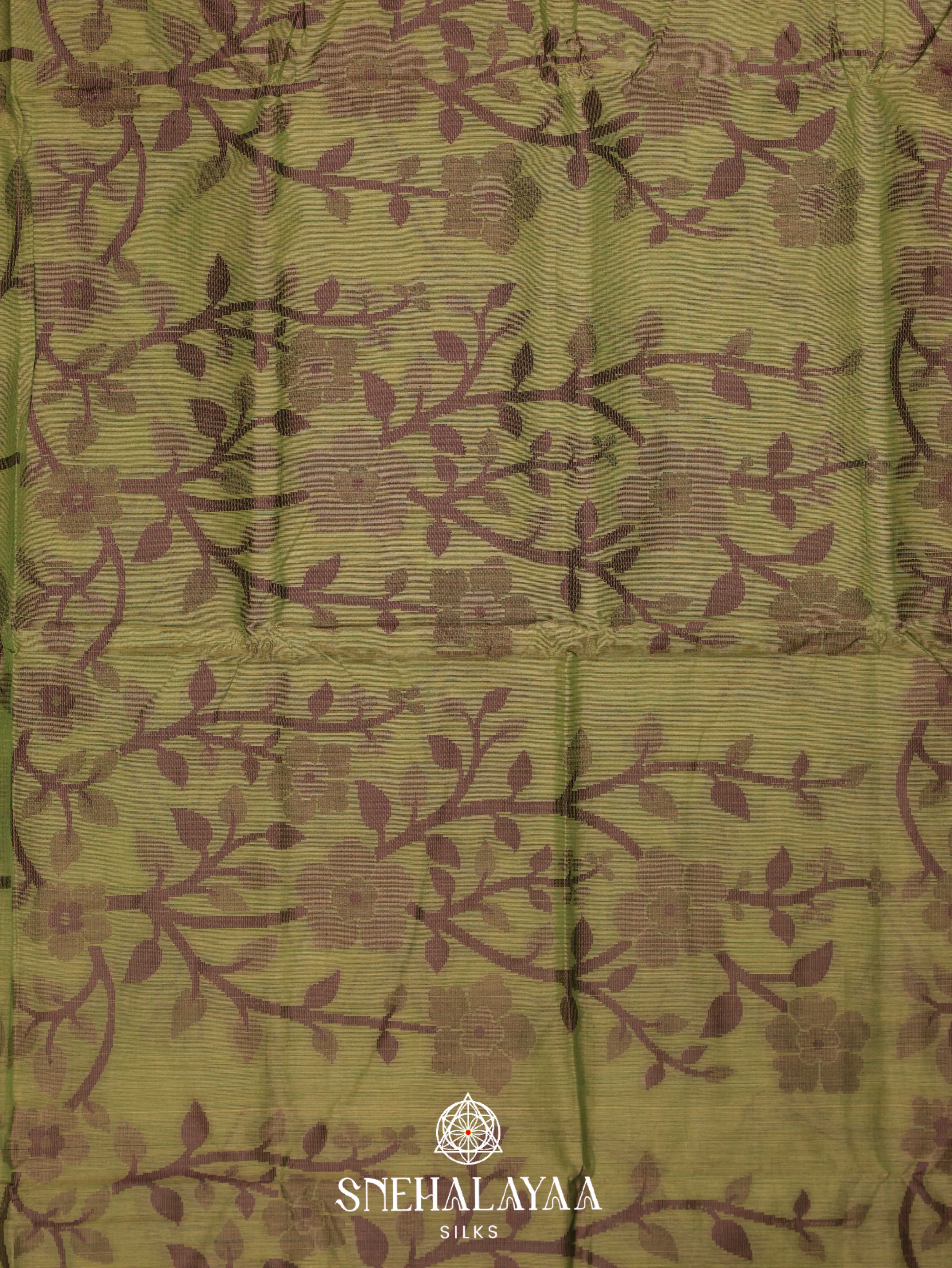Olive Green Bengal Cotton Saree