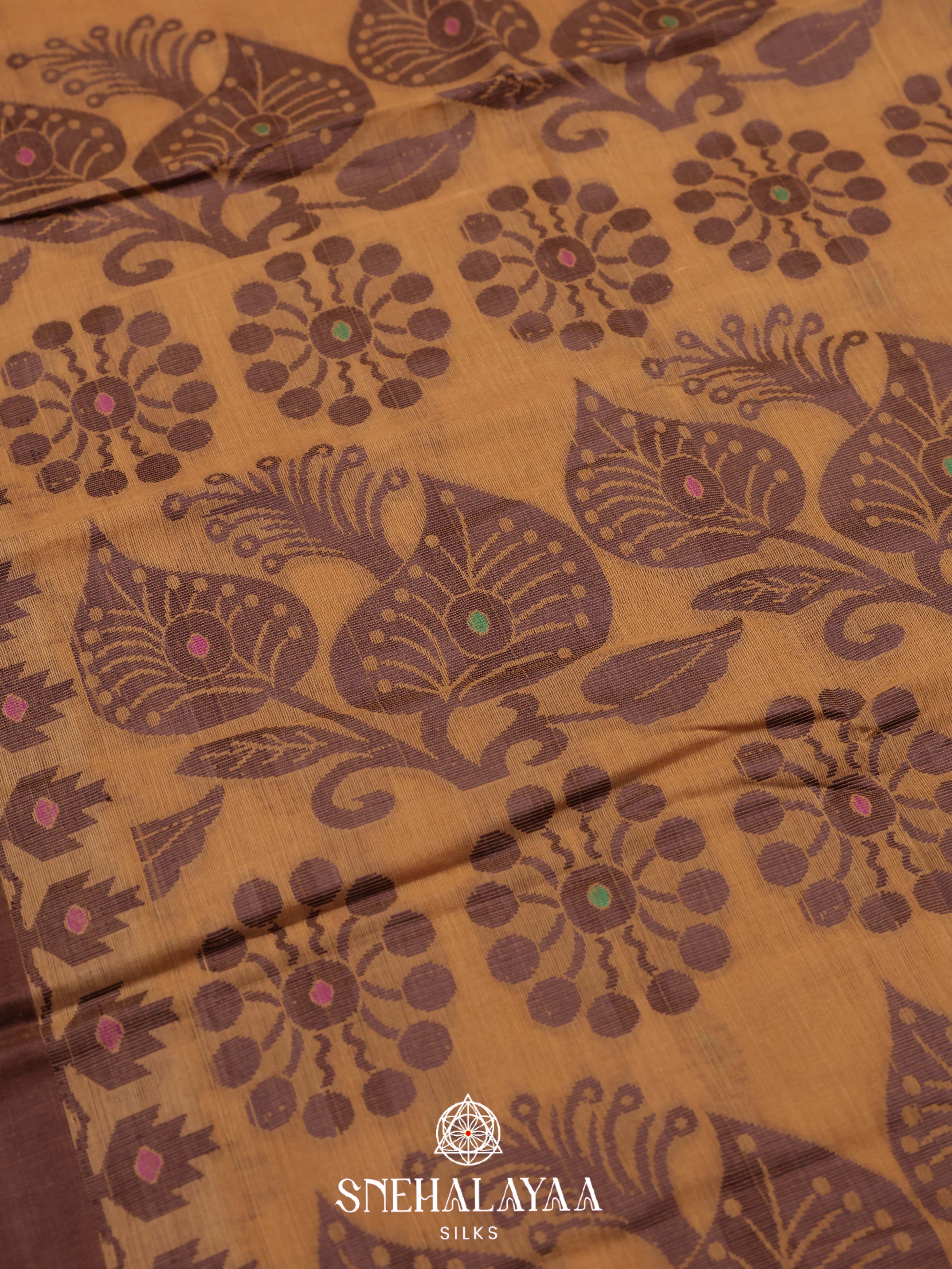 Honey Yellow  Bengal Cotton Saree