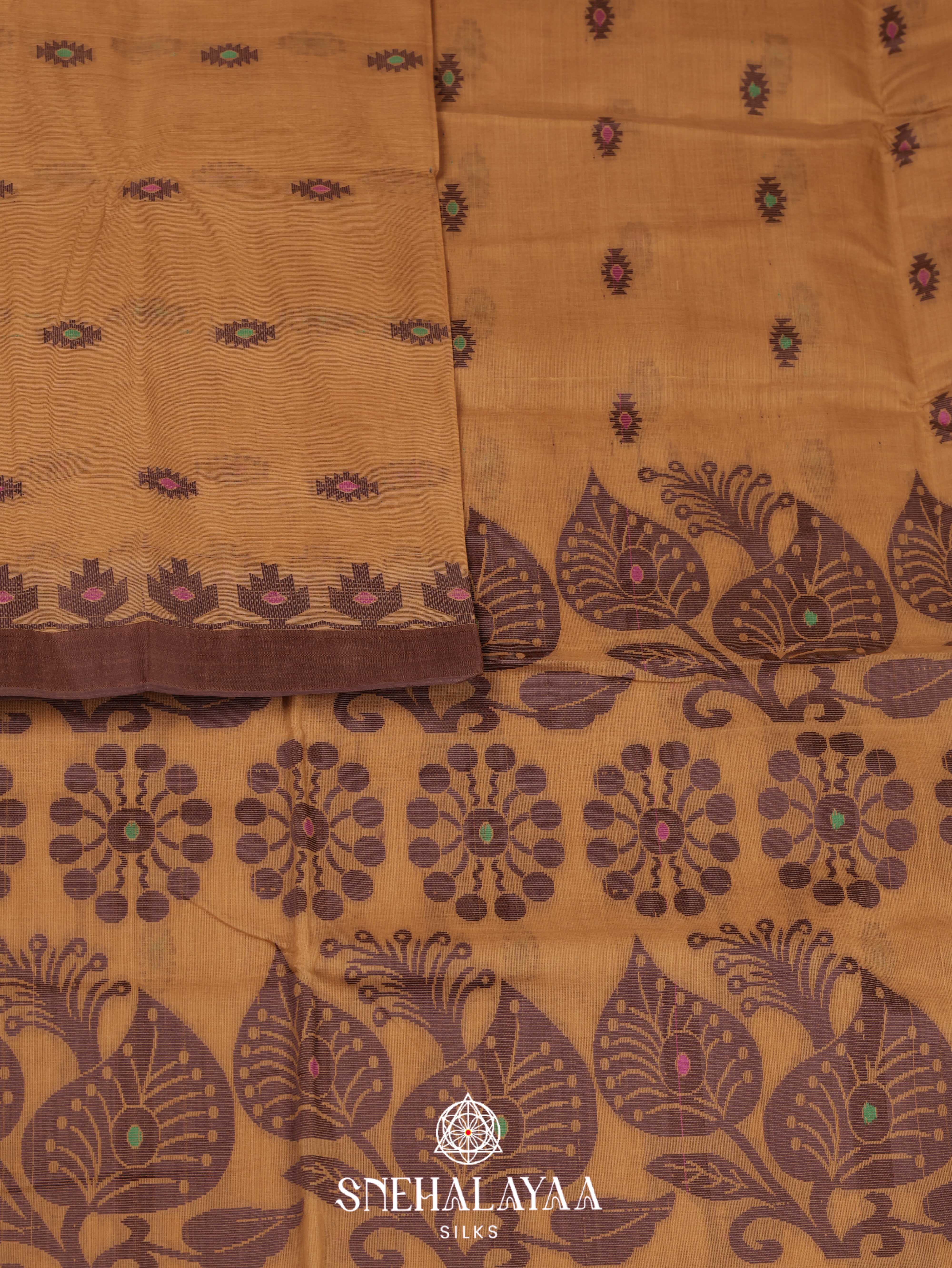 Honey Yellow  Bengal Cotton Saree