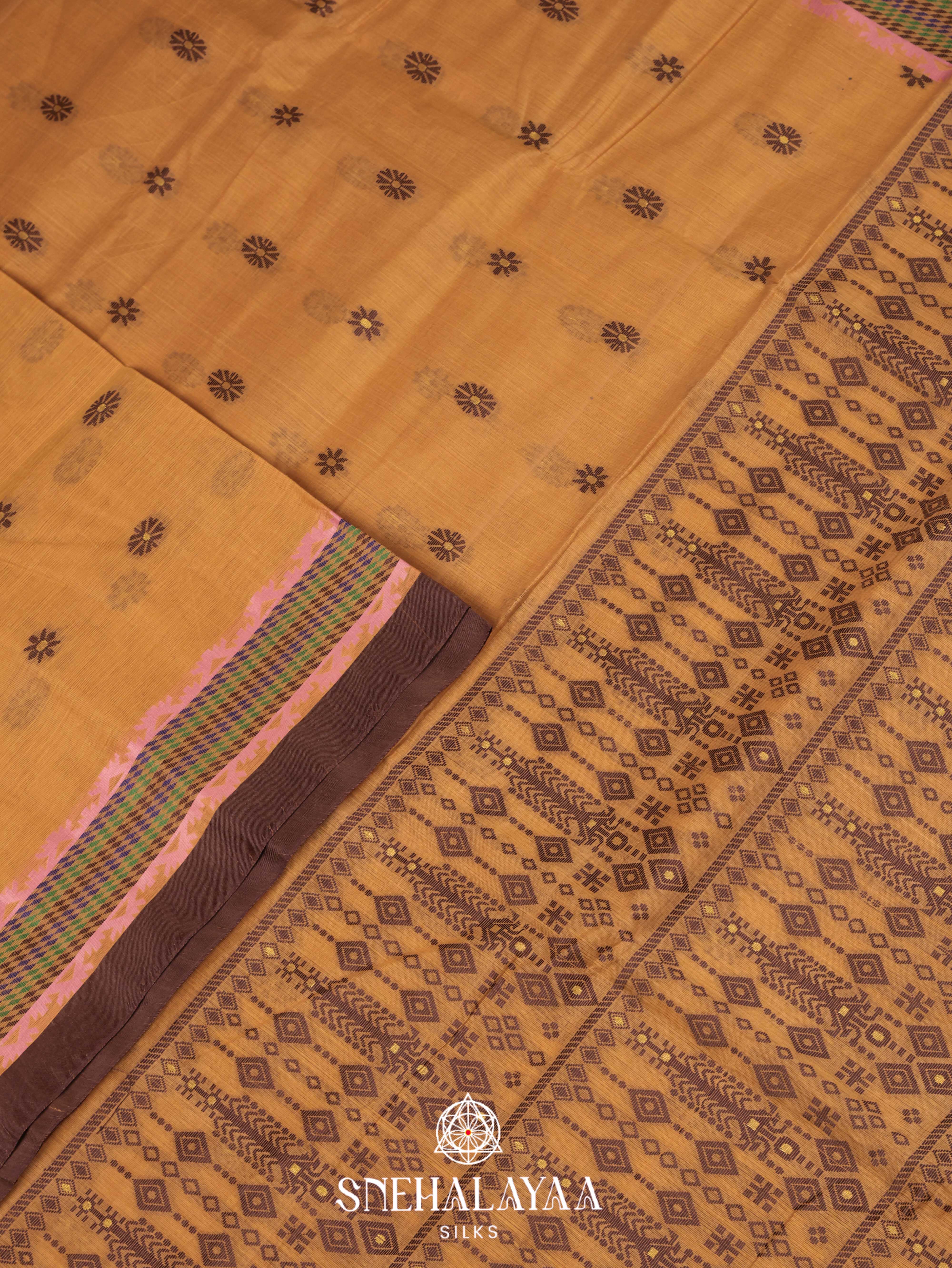 Honey Yellow  Bengal Cotton Saree