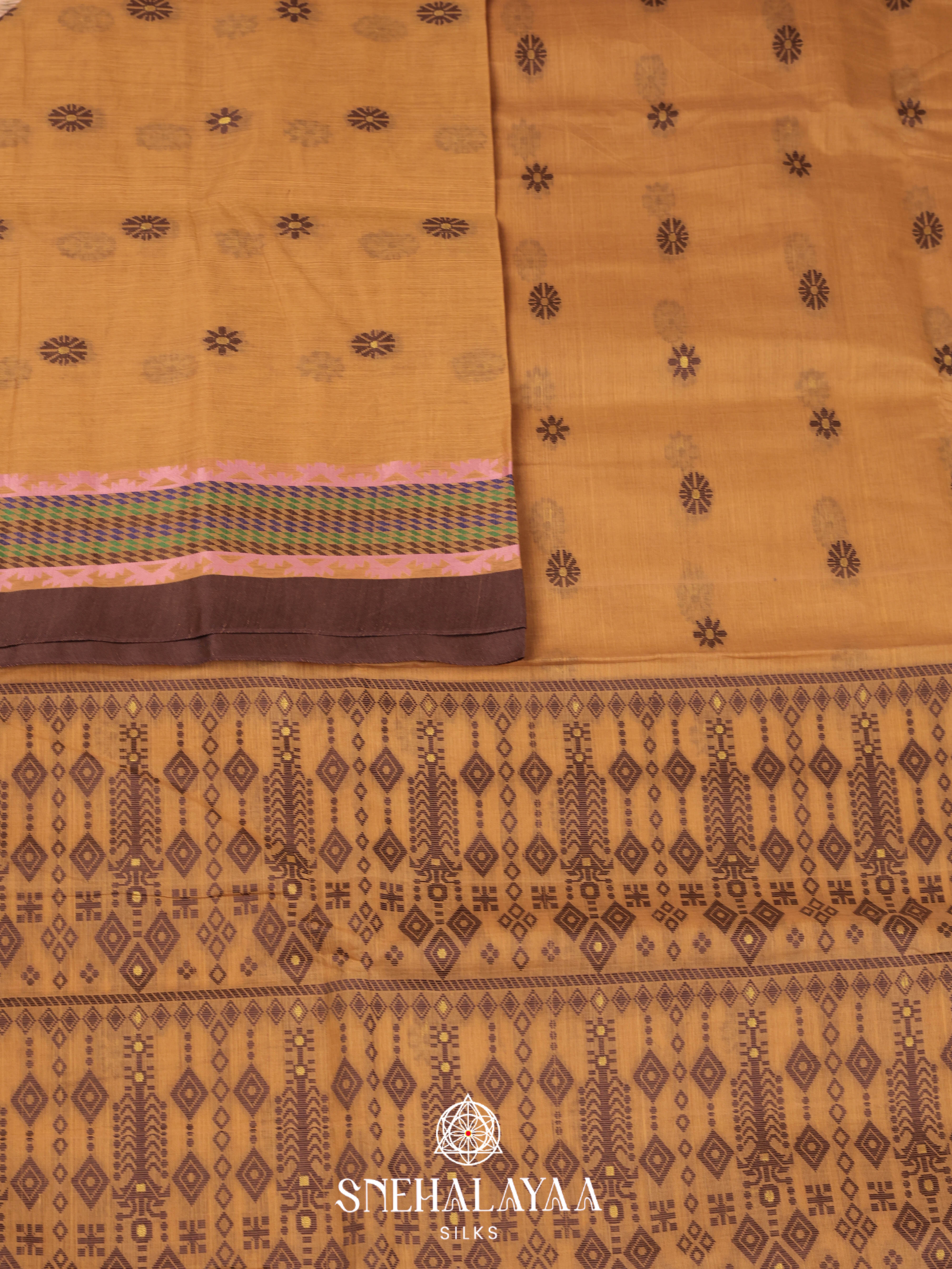 Honey Yellow  Bengal Cotton Saree