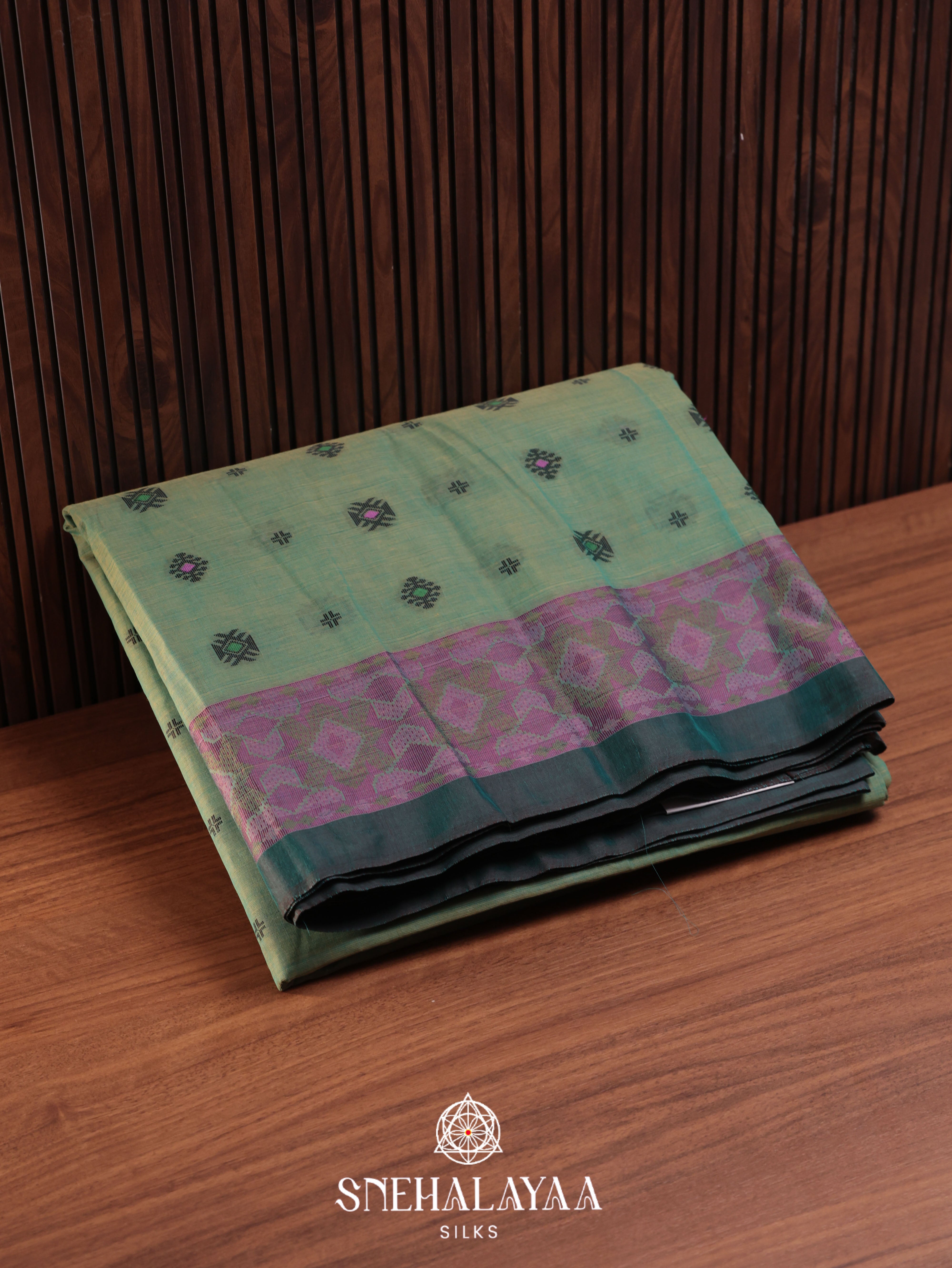 Light Green Bengal Cotton Saree
