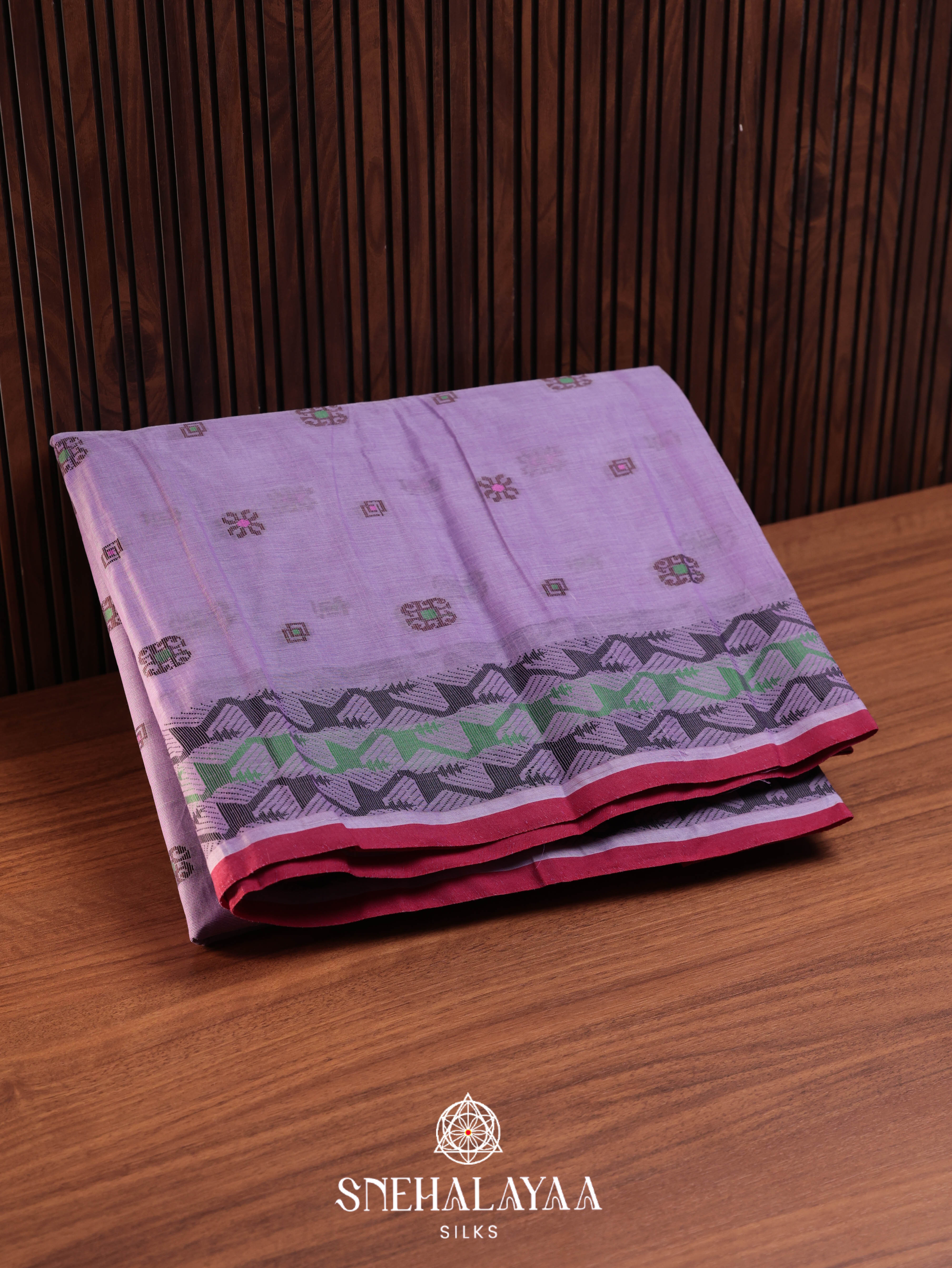 Lavender Bengal Cotton Saree