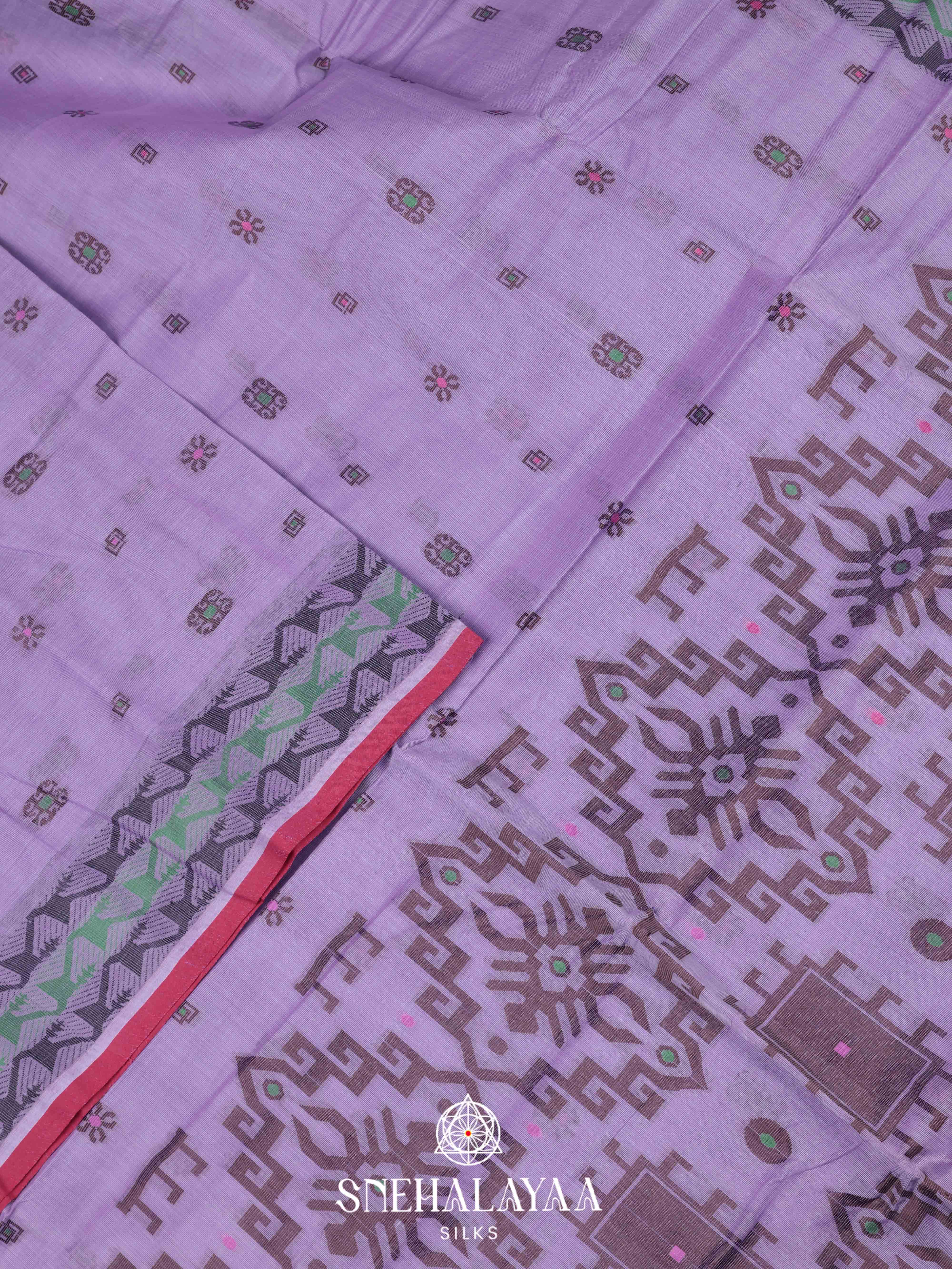Lavender Bengal Cotton Saree