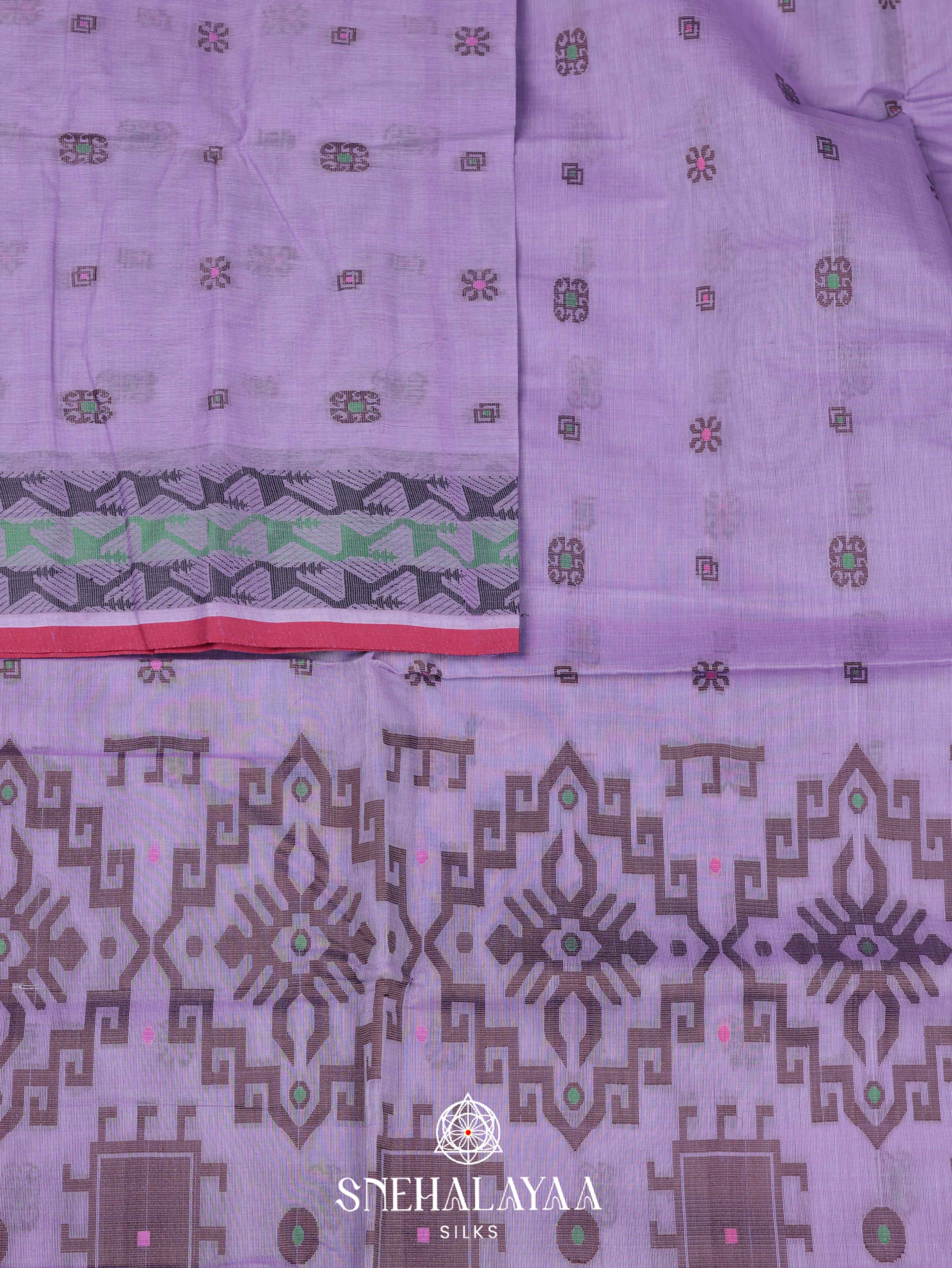 Lavender Bengal Cotton Saree