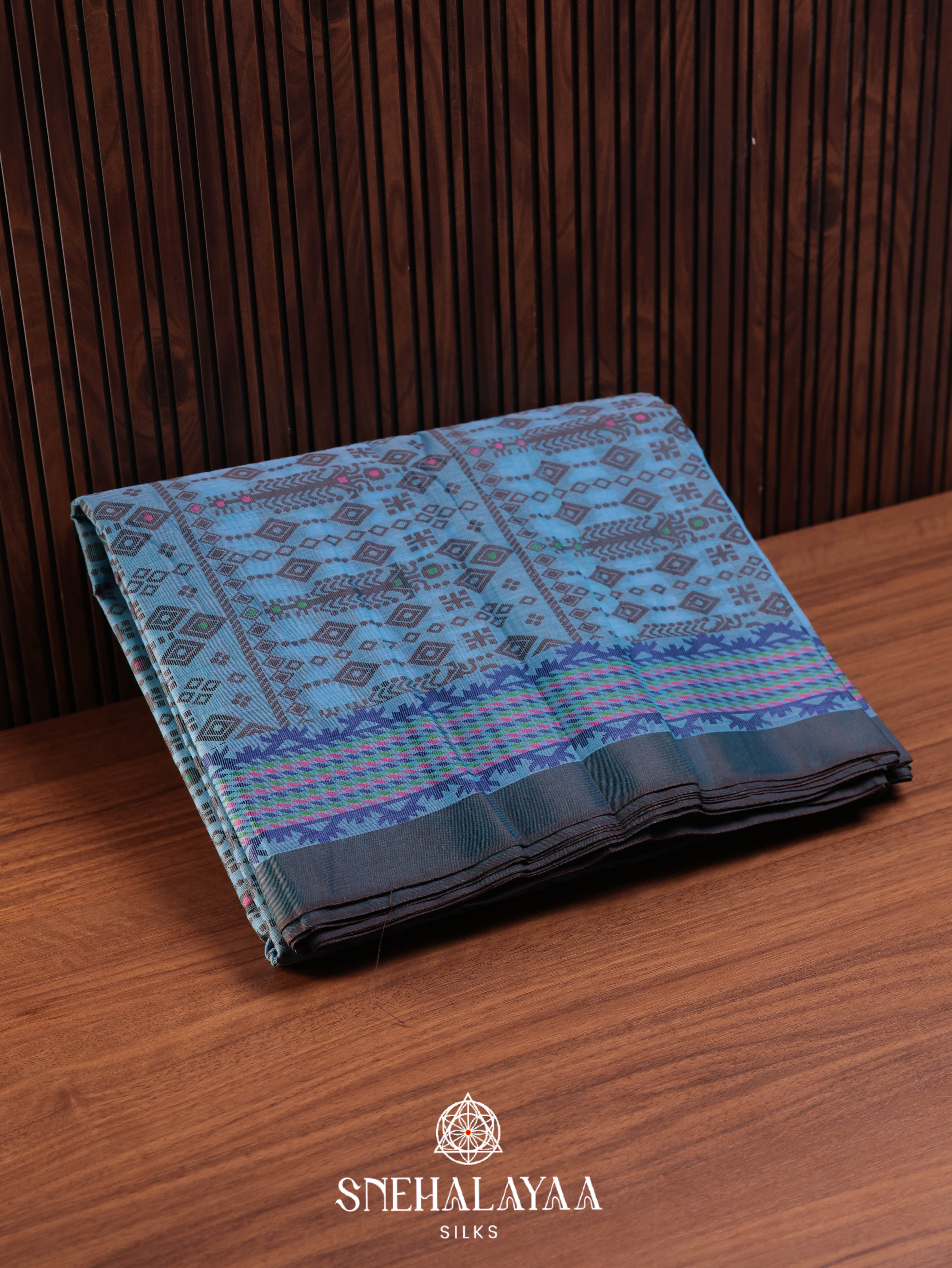 Blue Bengal Cotton Saree