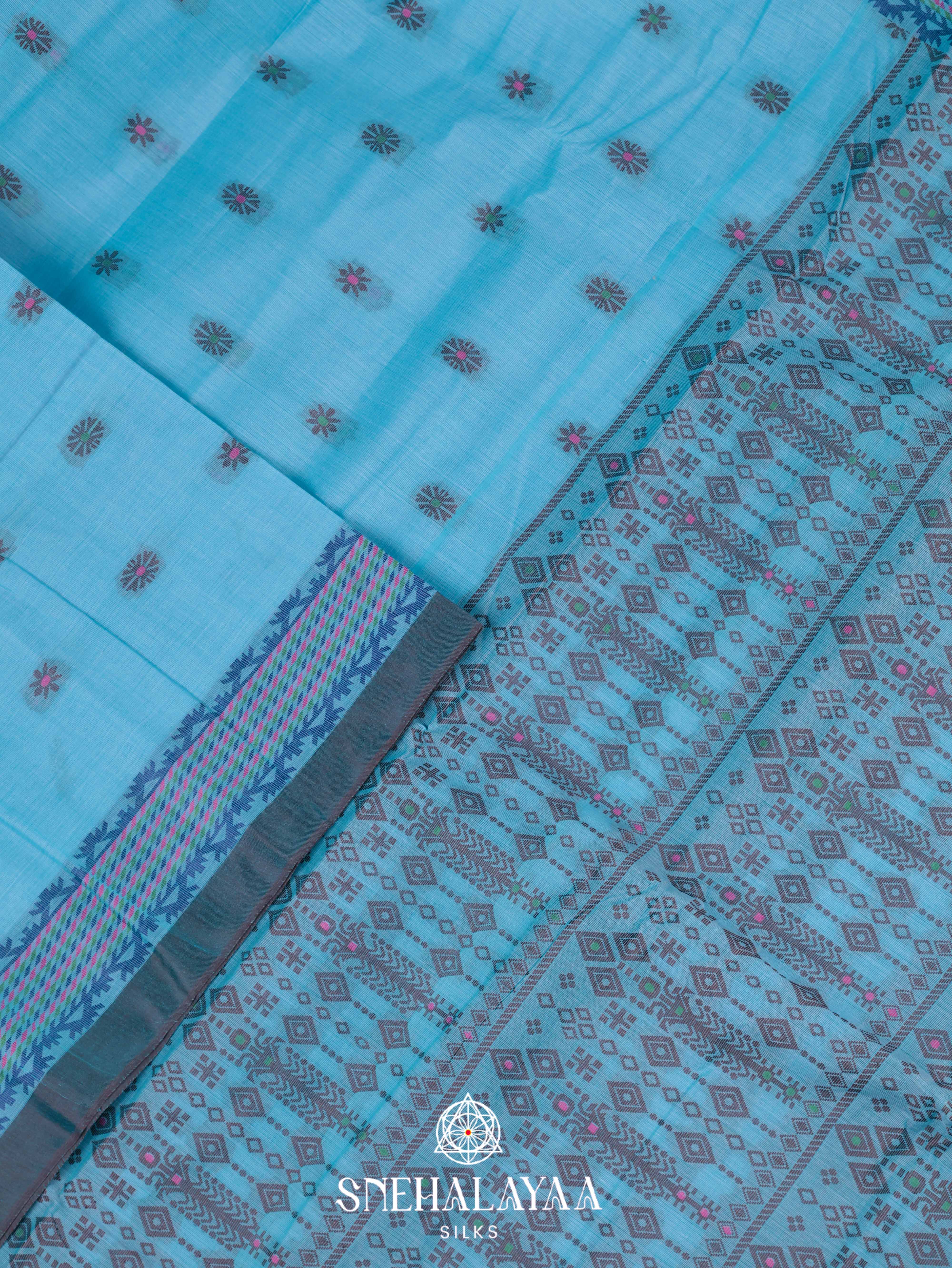 Blue Bengal Cotton Saree