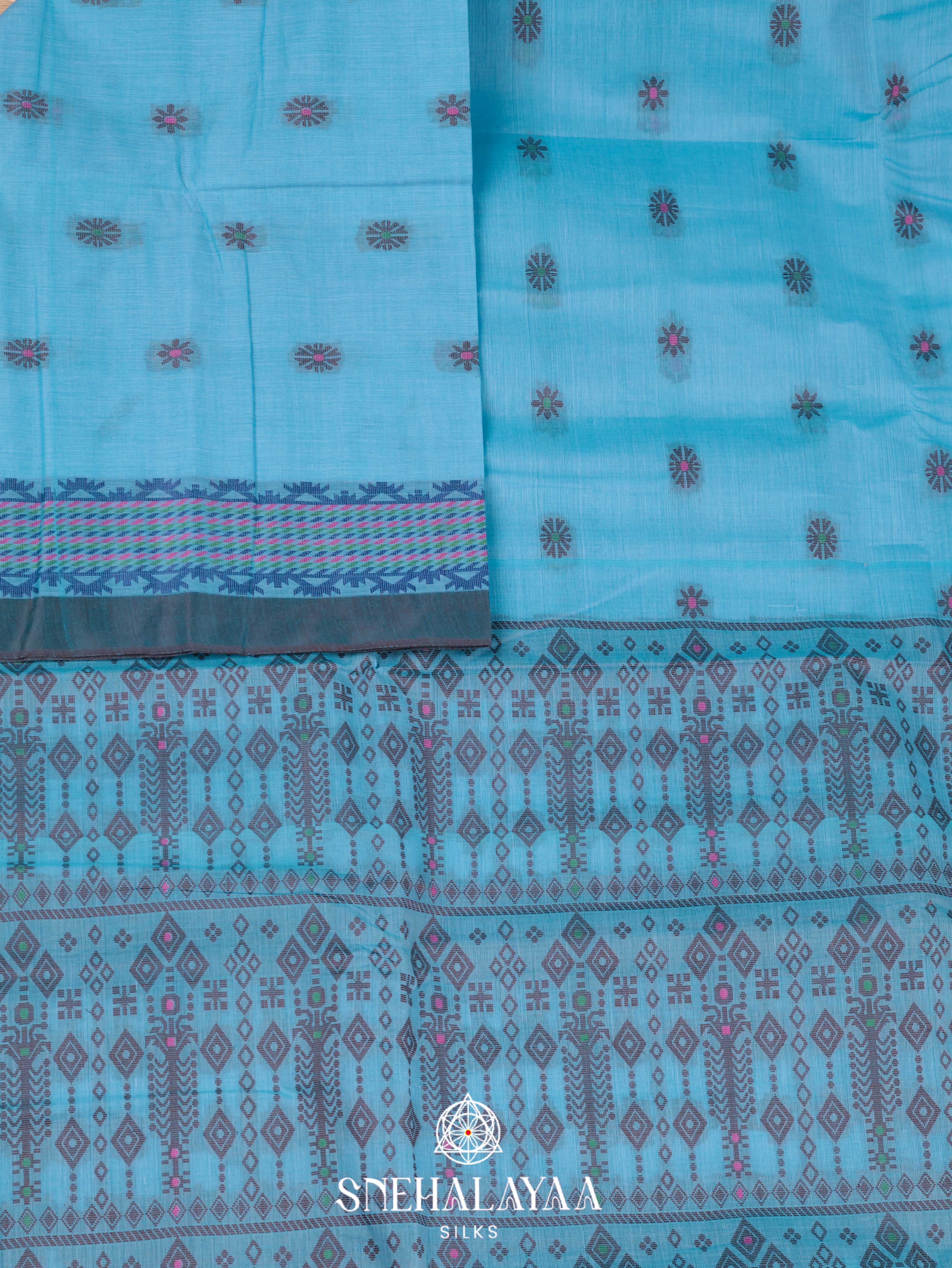Blue Bengal Cotton Saree