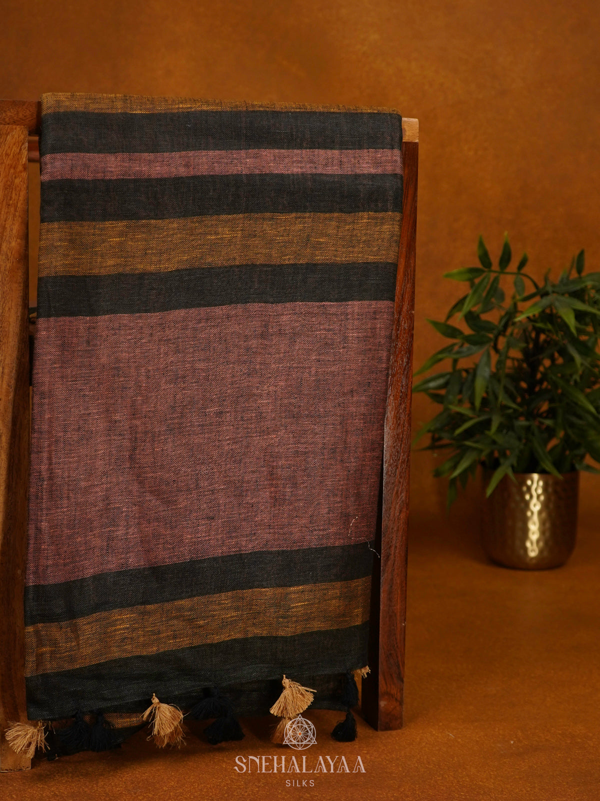 Brown Linen Saree