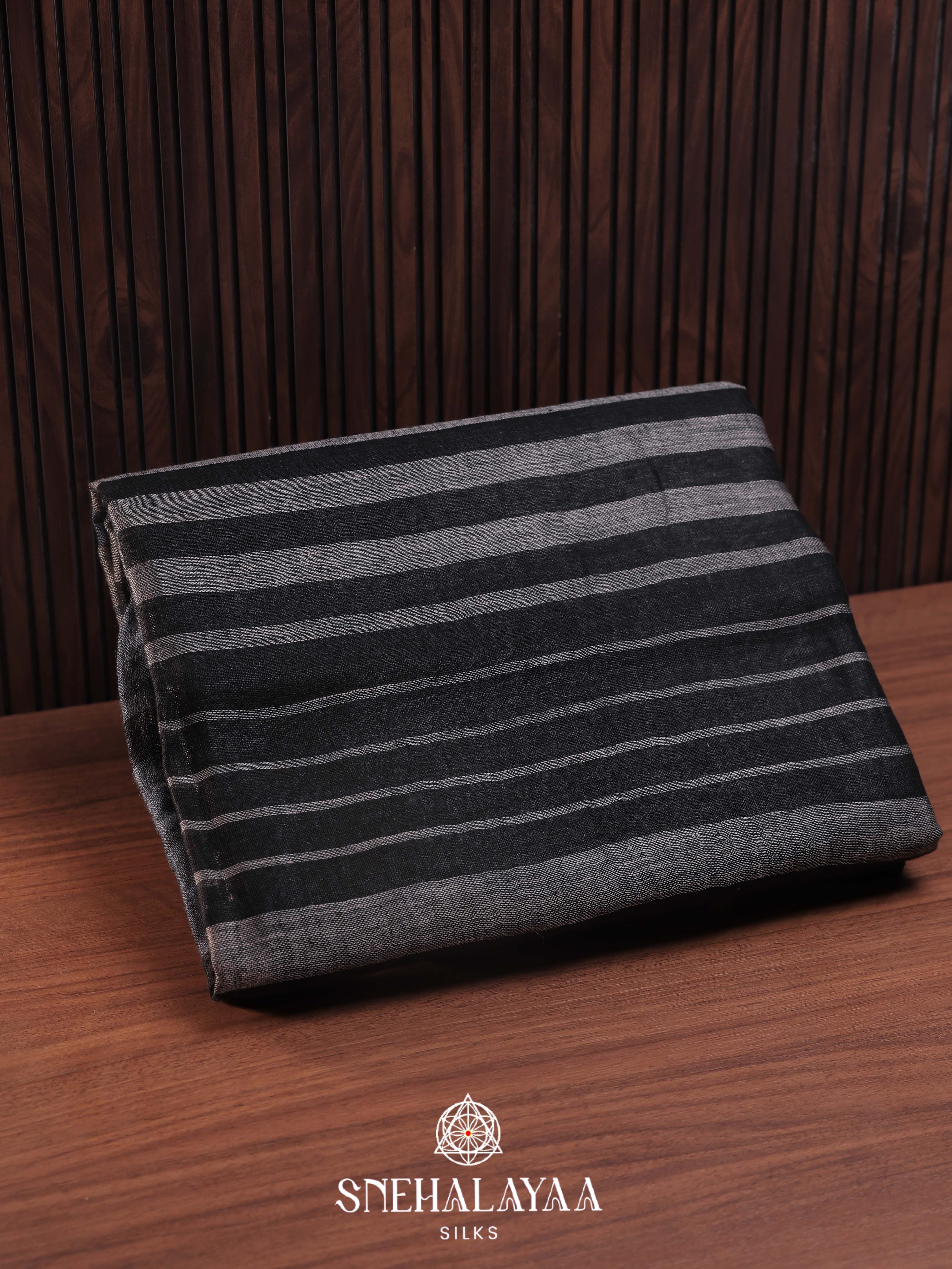 Grey  Linen Cotton Saree