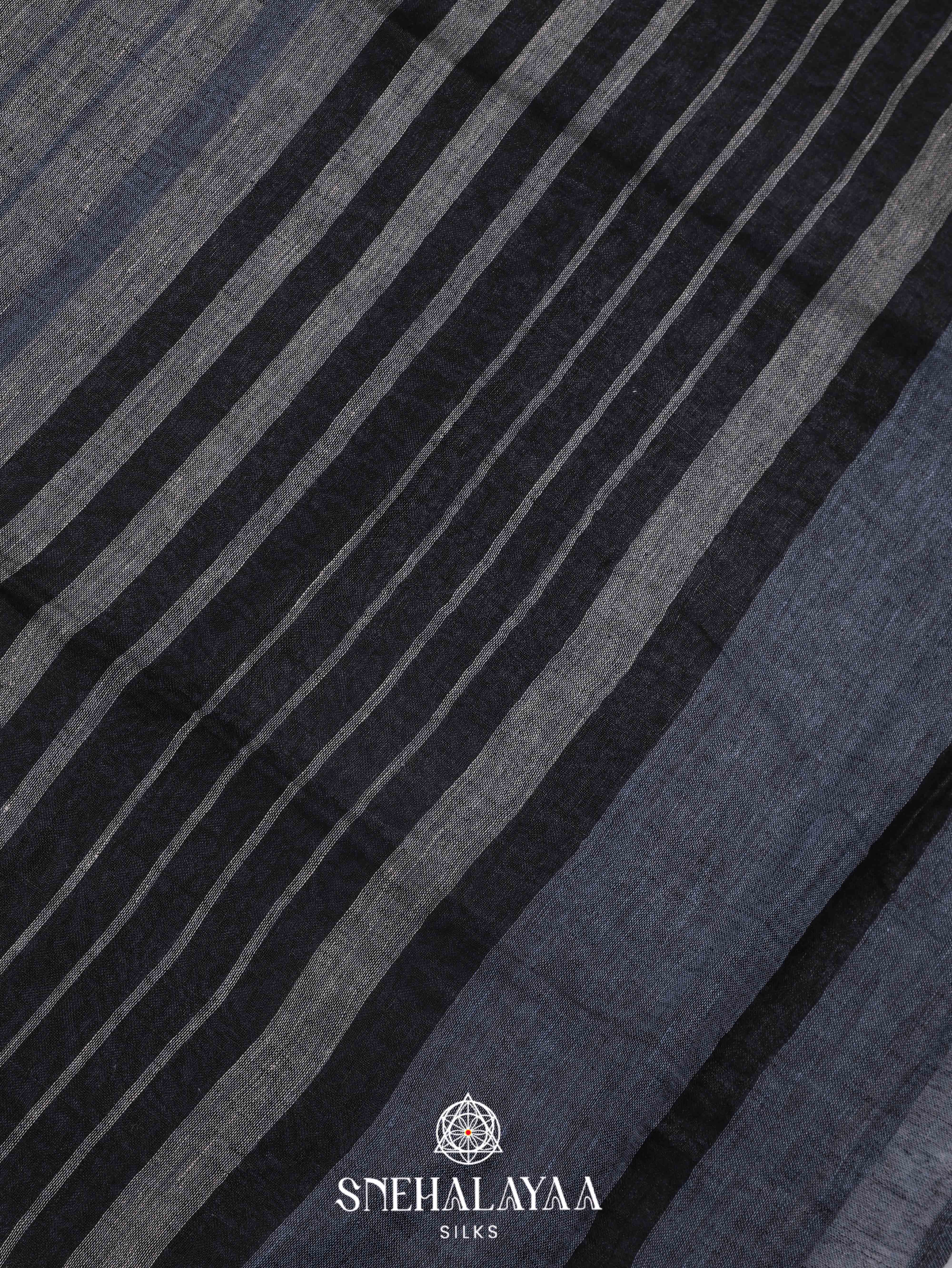 Grey  Linen Cotton Saree