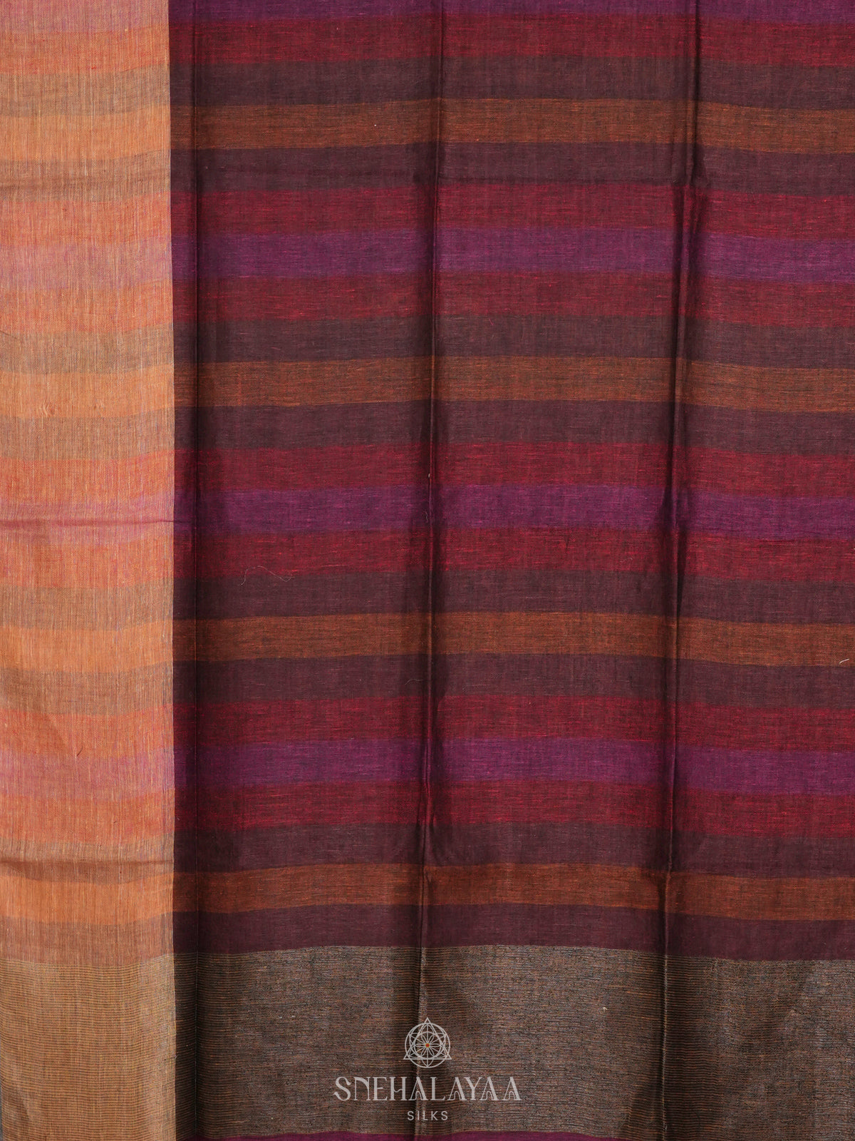 Maroon Linen Saree