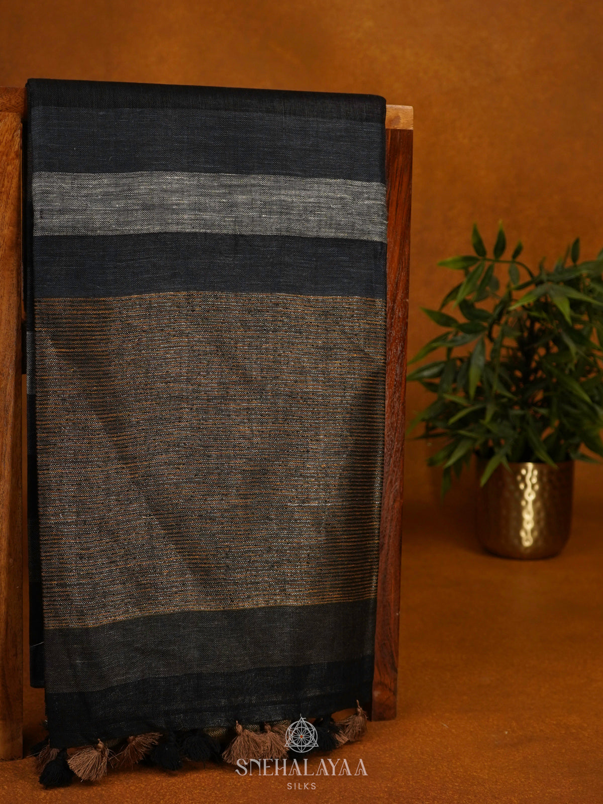 Black Linen Saree
