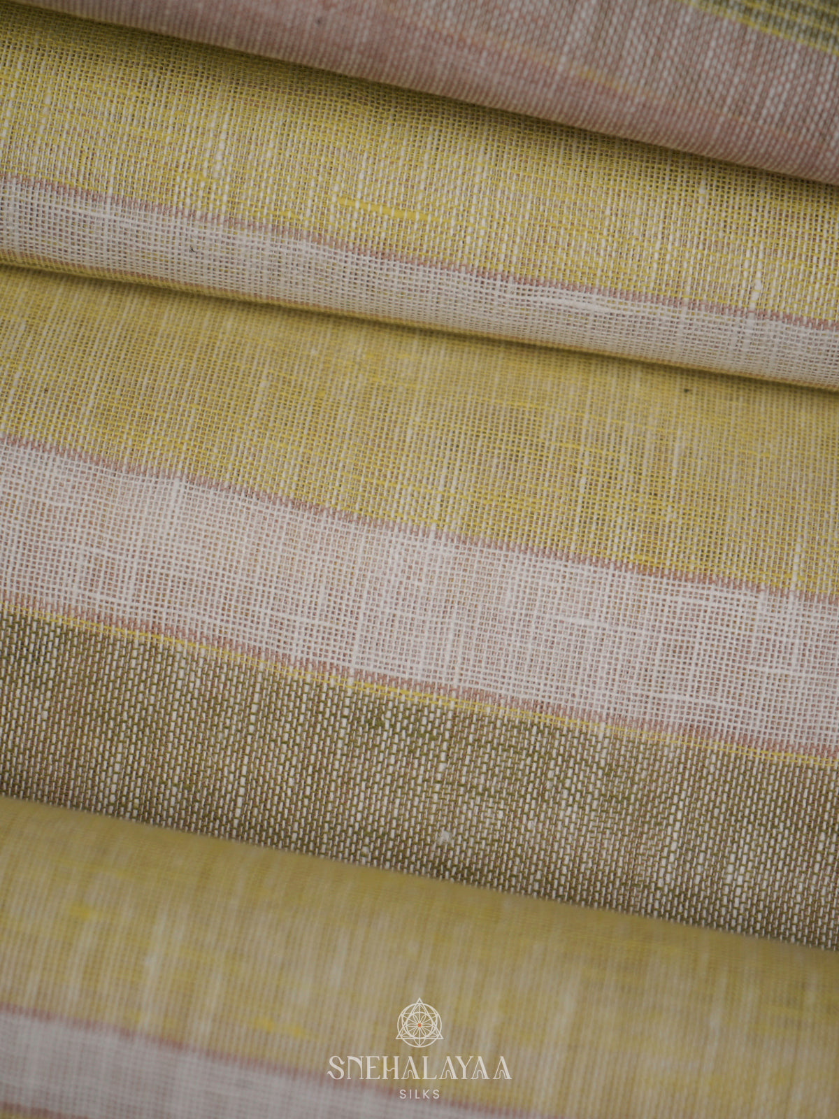 Pale Yellow Linen Saree