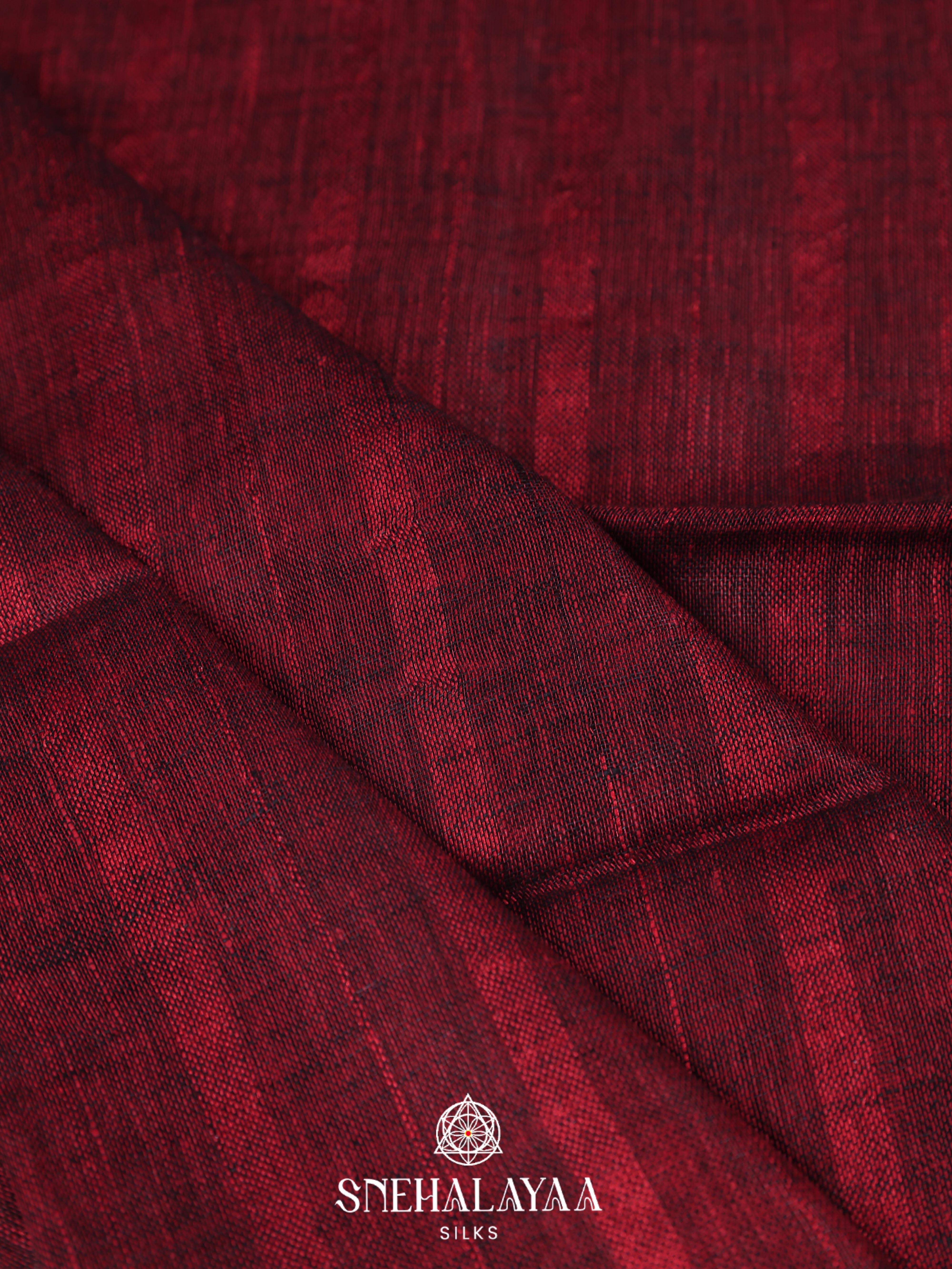 Burgandy Linen Cotton Saree
