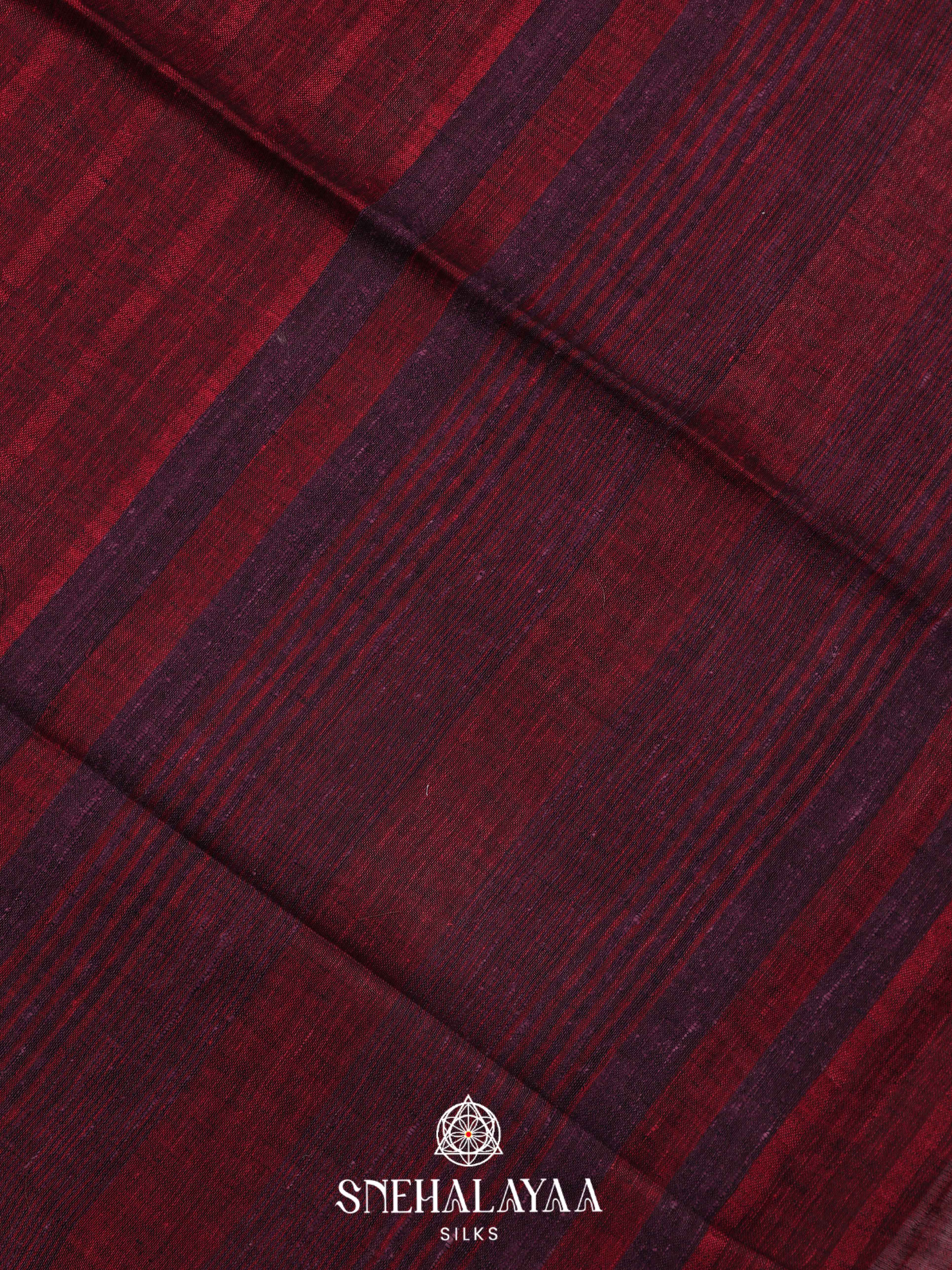 Burgandy Linen Cotton Saree