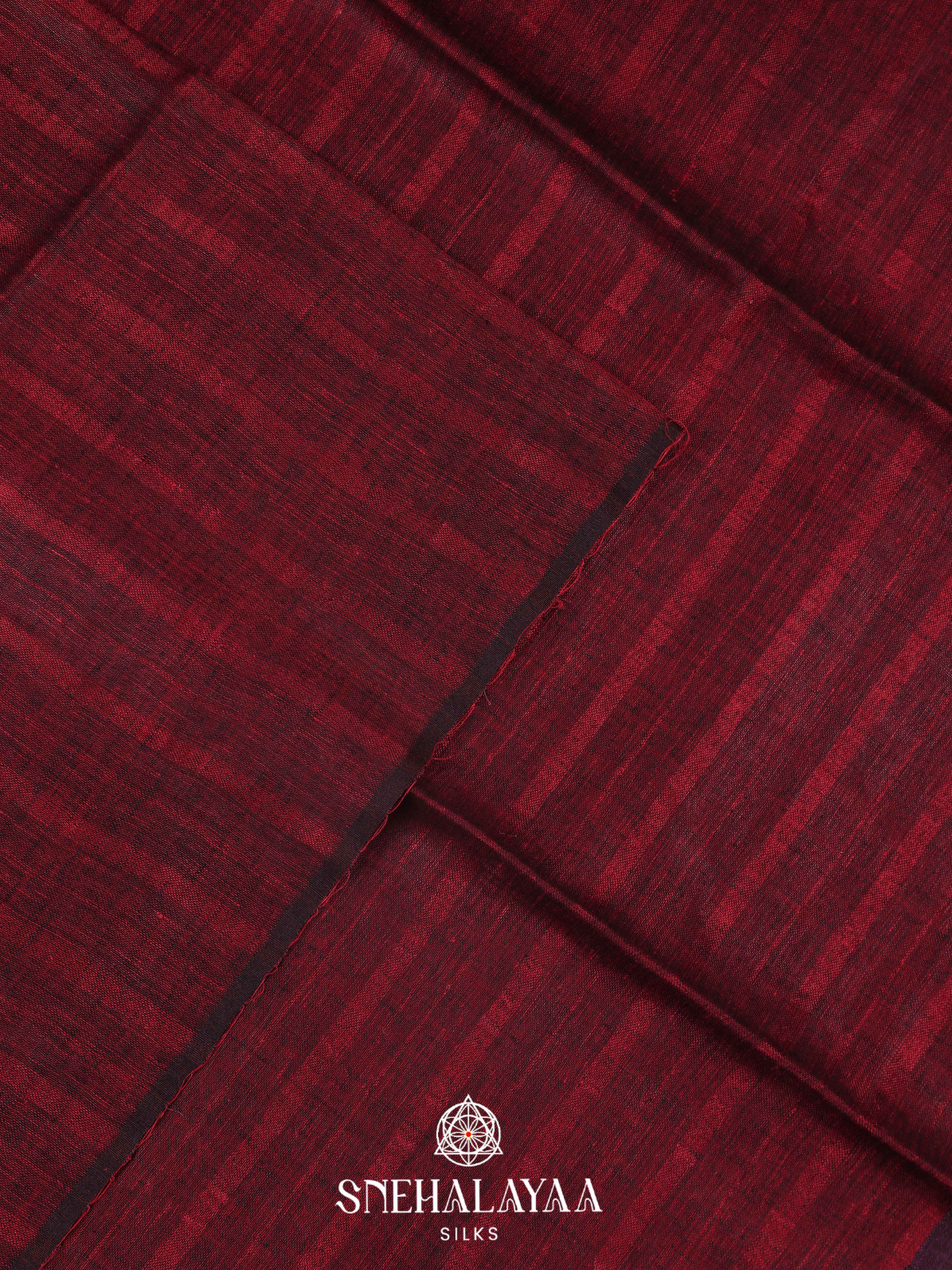 Burgandy Linen Cotton Saree