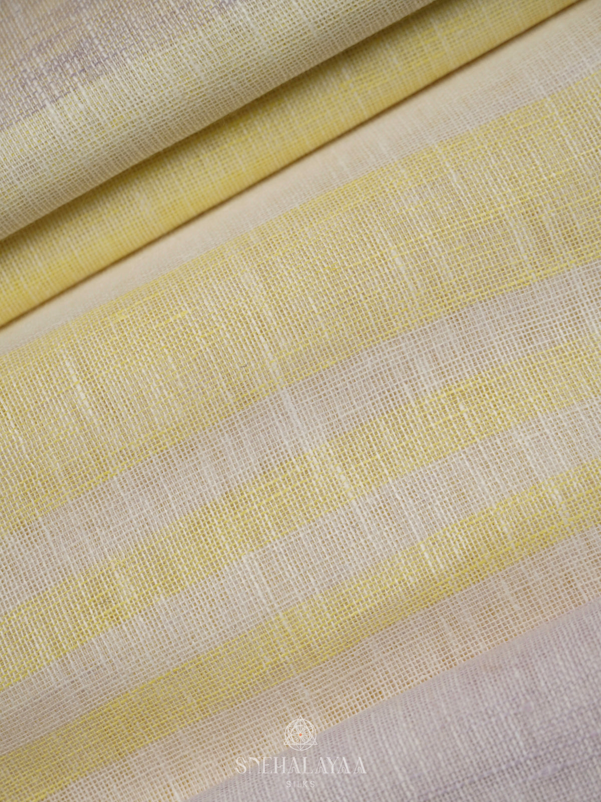 Pale Yellow Linen Saree