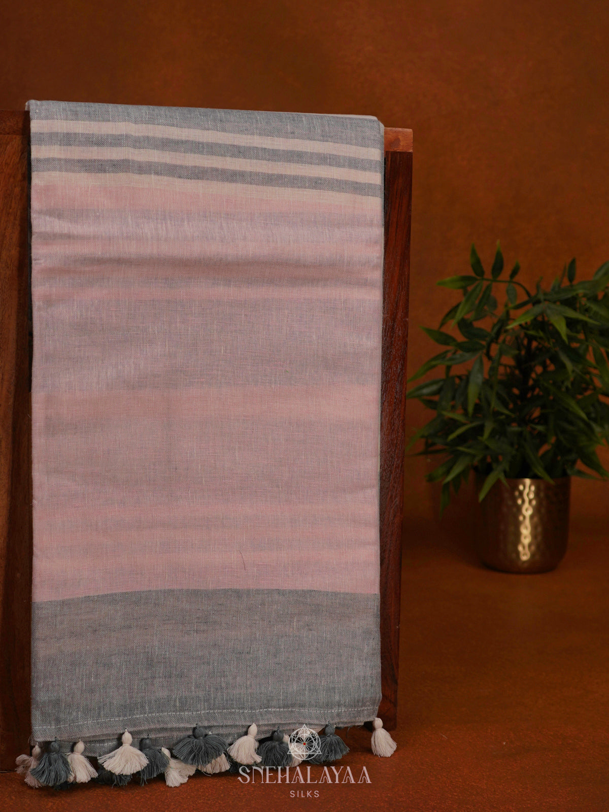 Pale Pink Linen Saree