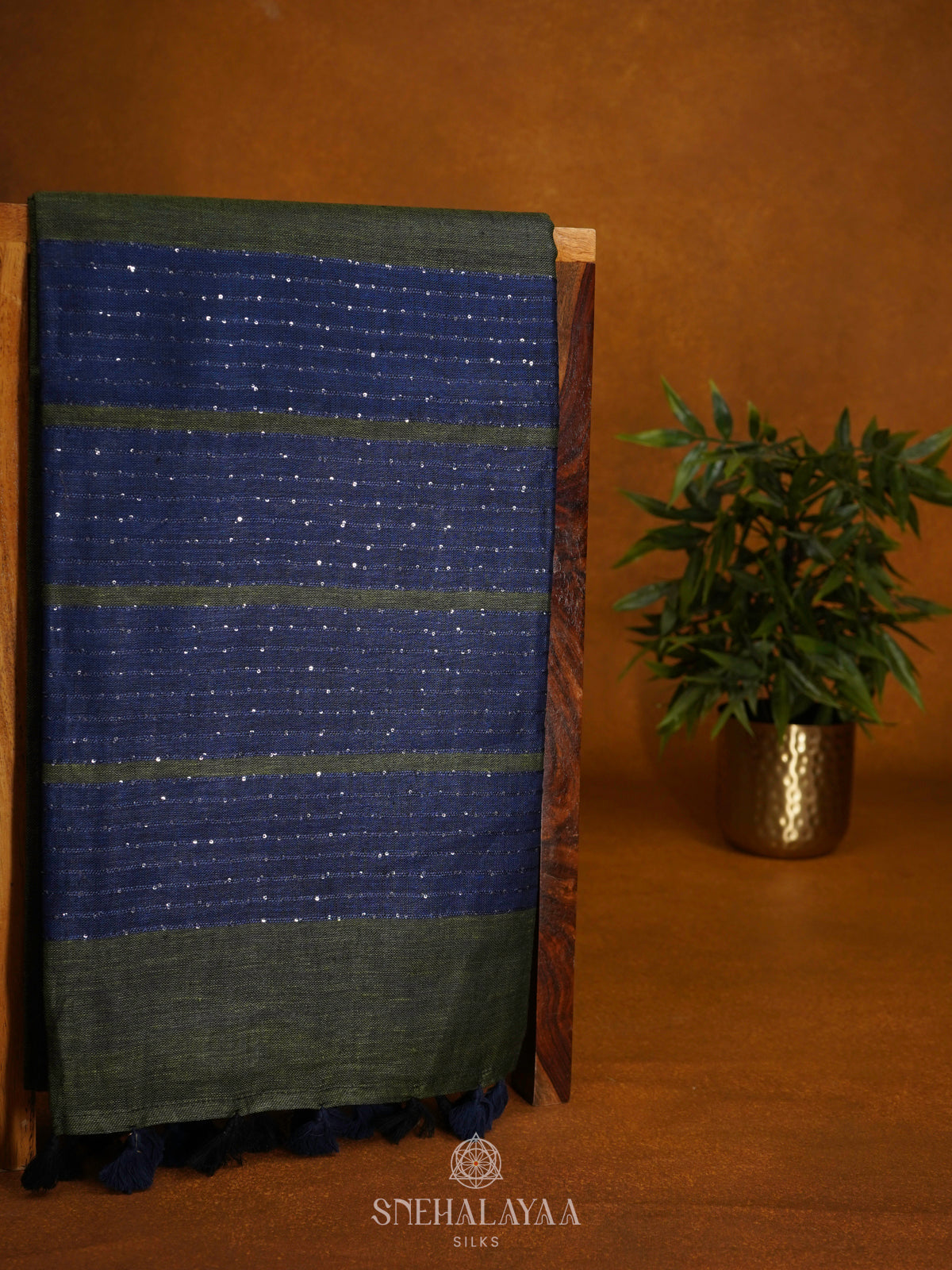 Olive Green Linen Saree