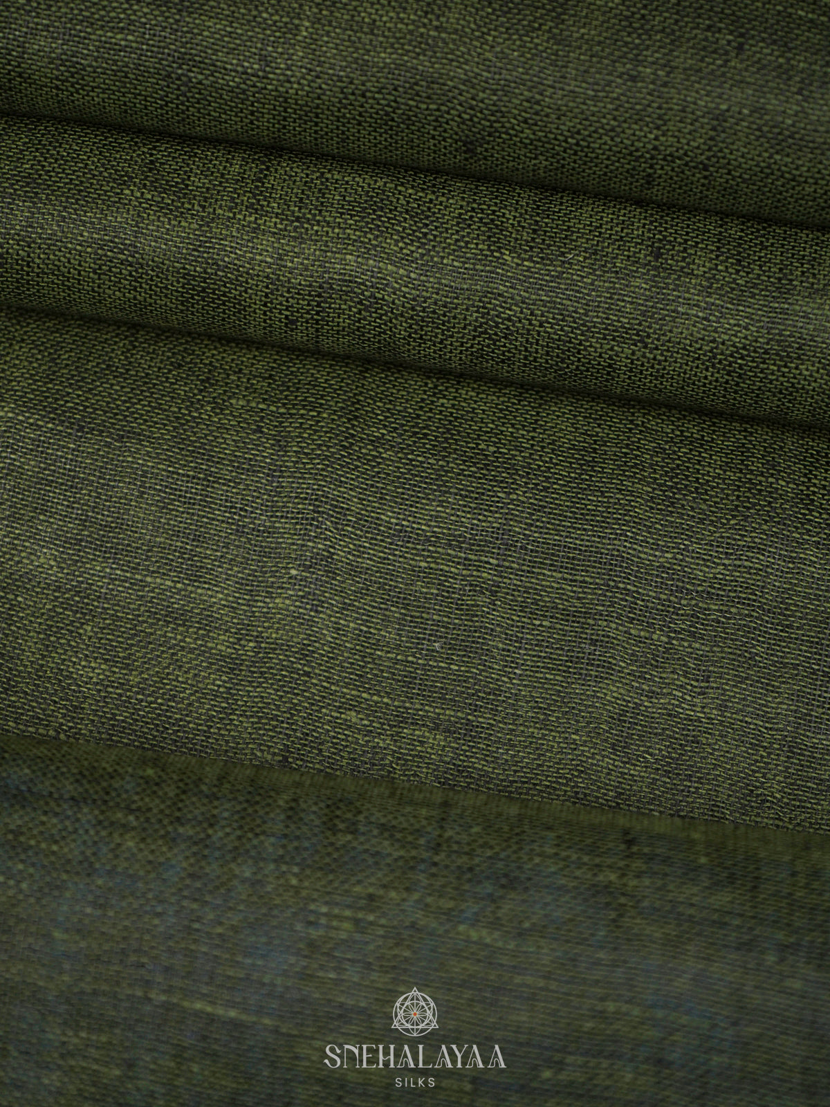 Olive Green Linen Saree