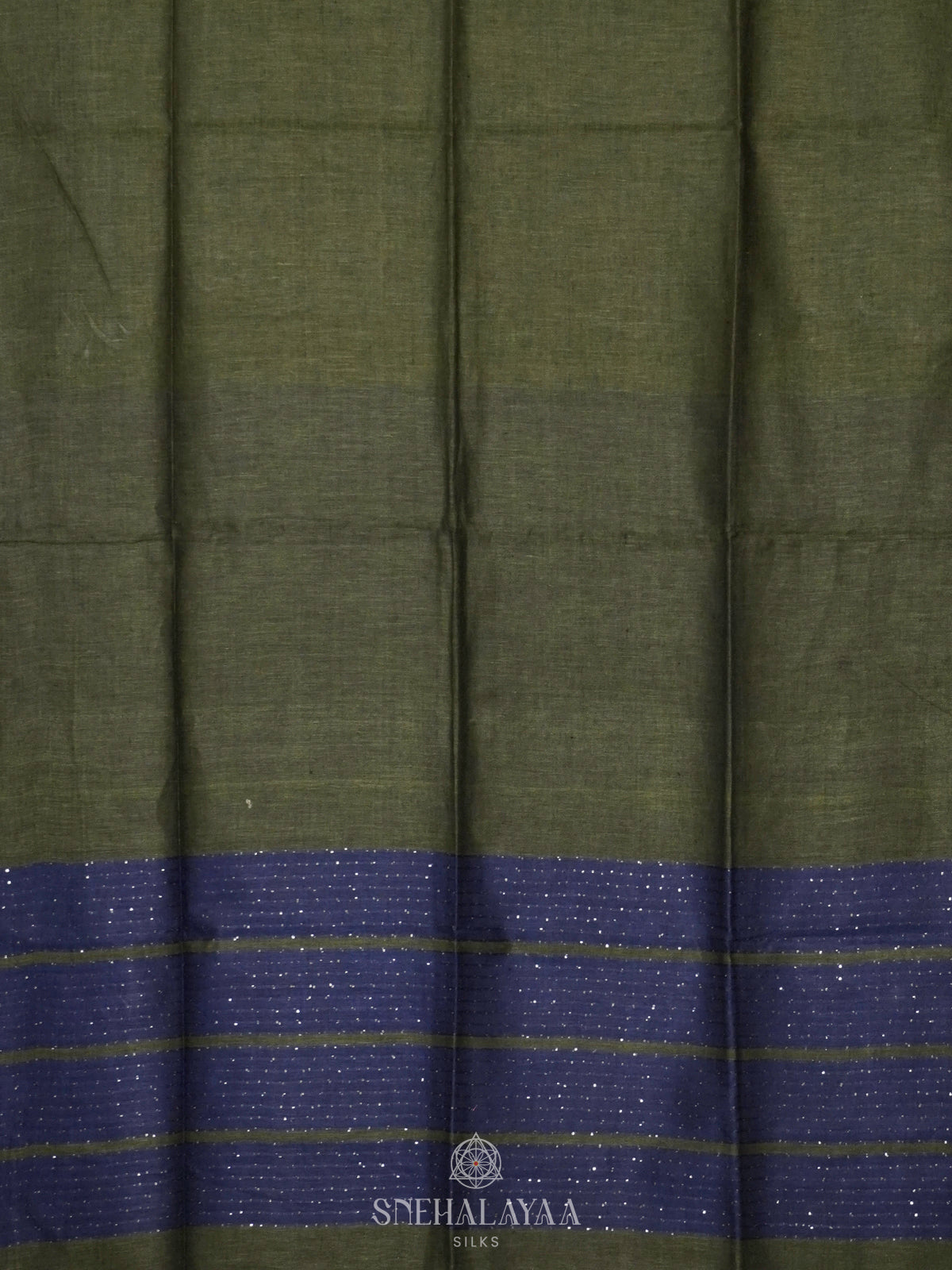 Olive Green Linen Saree
