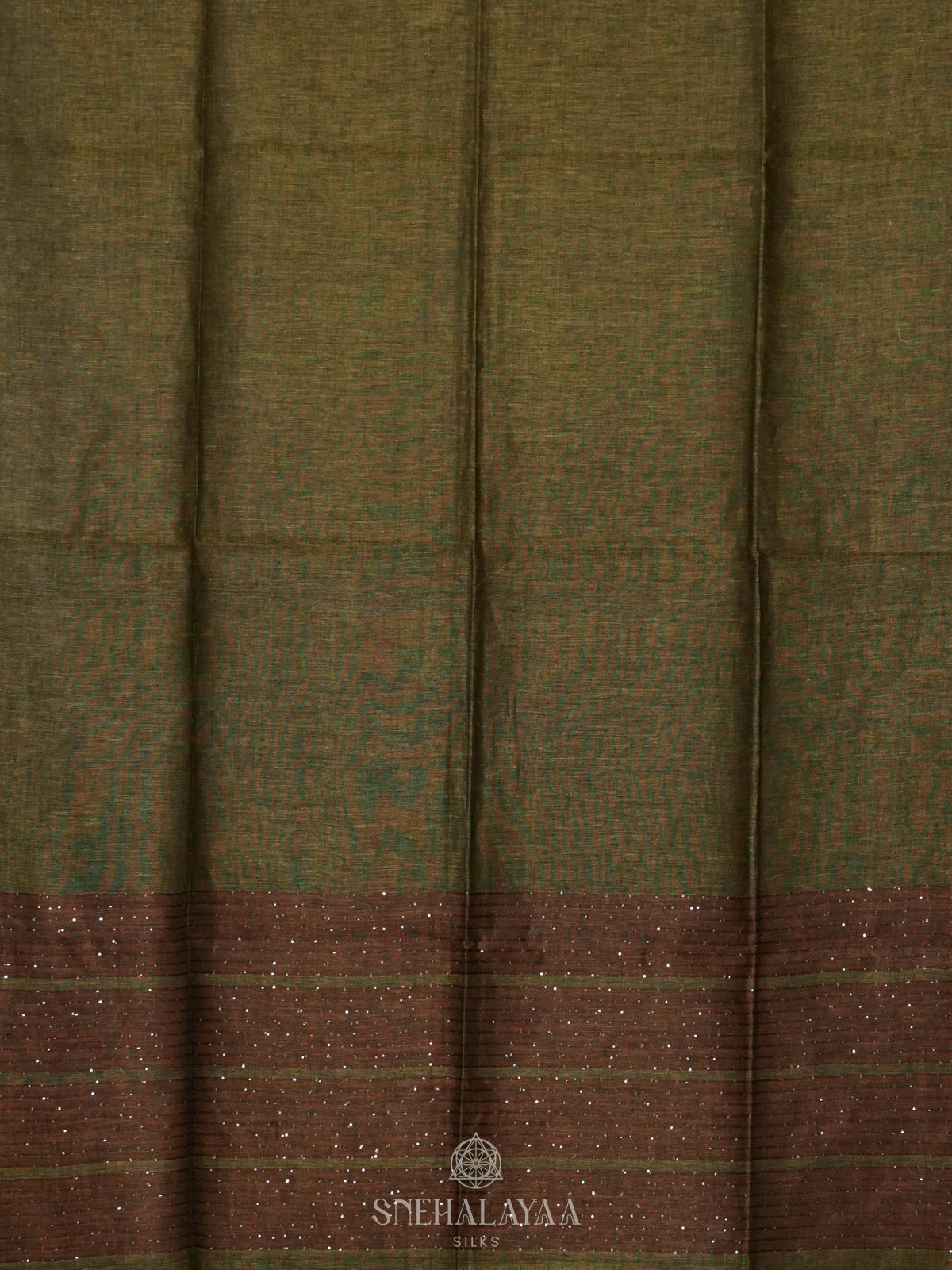 Olive Green Linen Saree