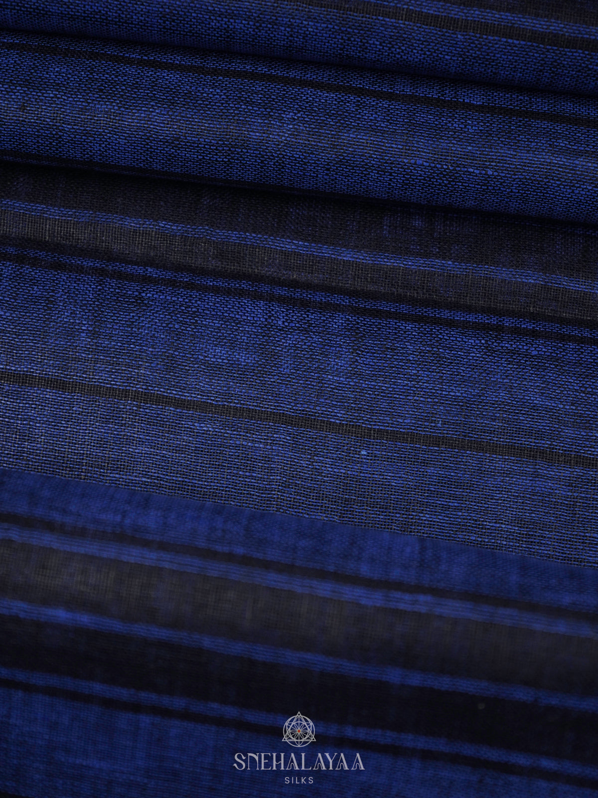 Navy Blue Linen Saree