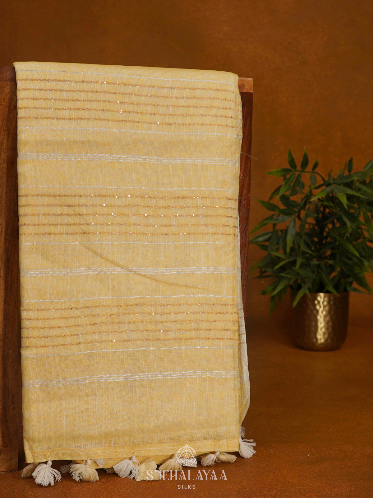 Yellow Linen Saree