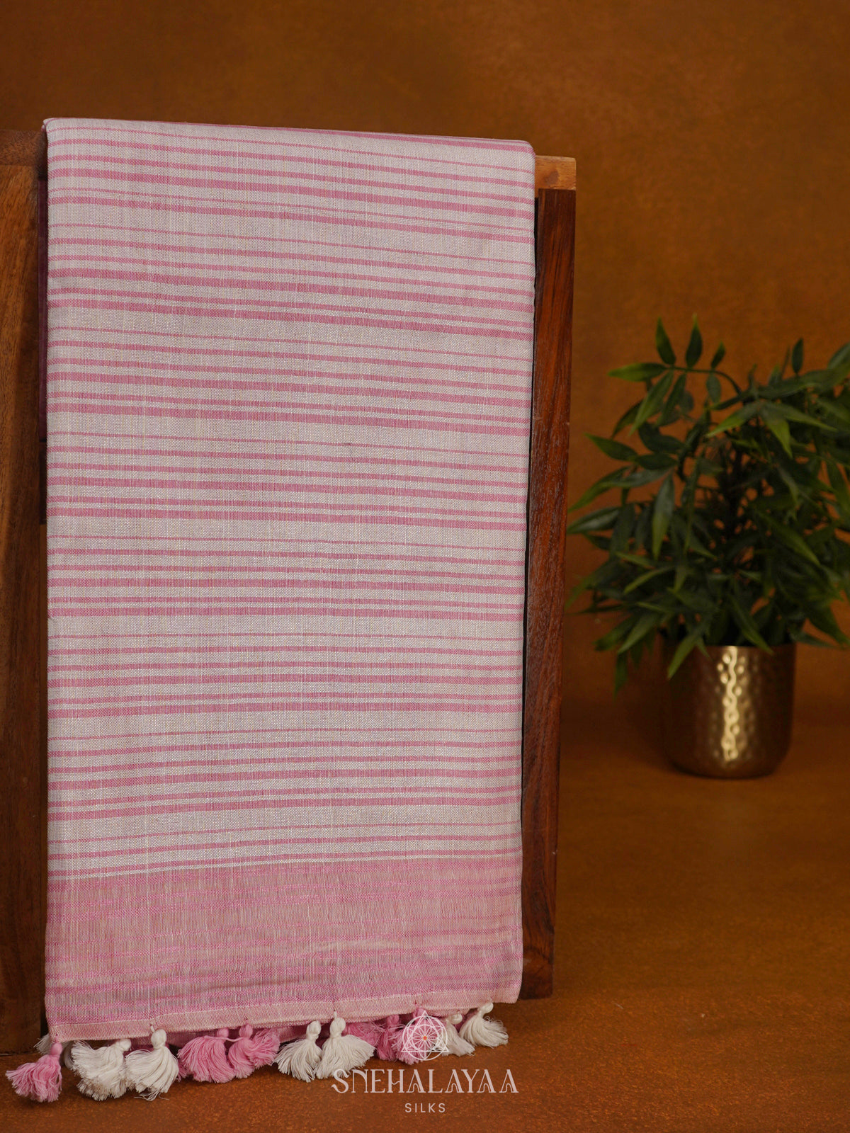 Pink Linen Saree