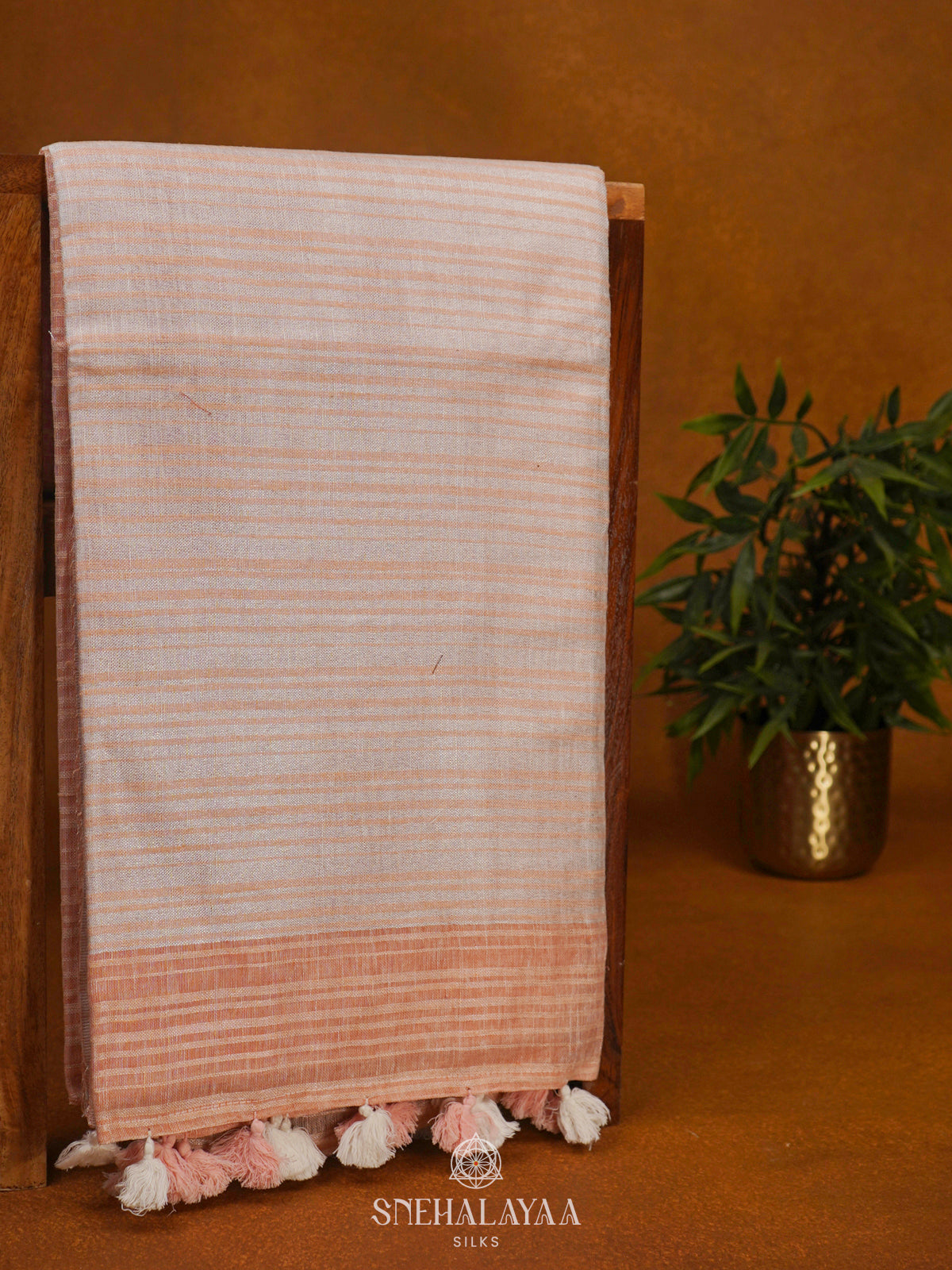 Peach Linen Saree