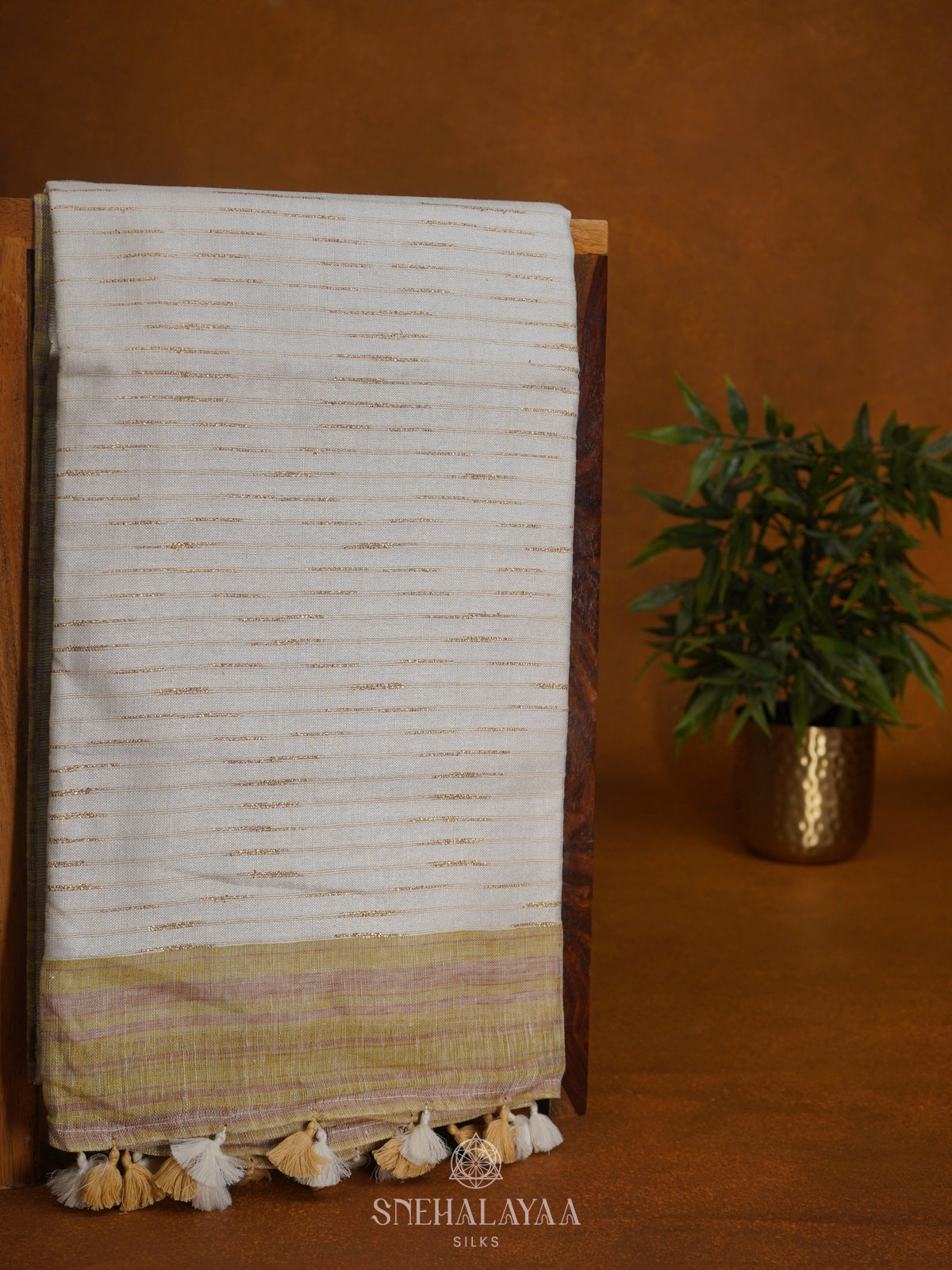 Brown Linen Saree